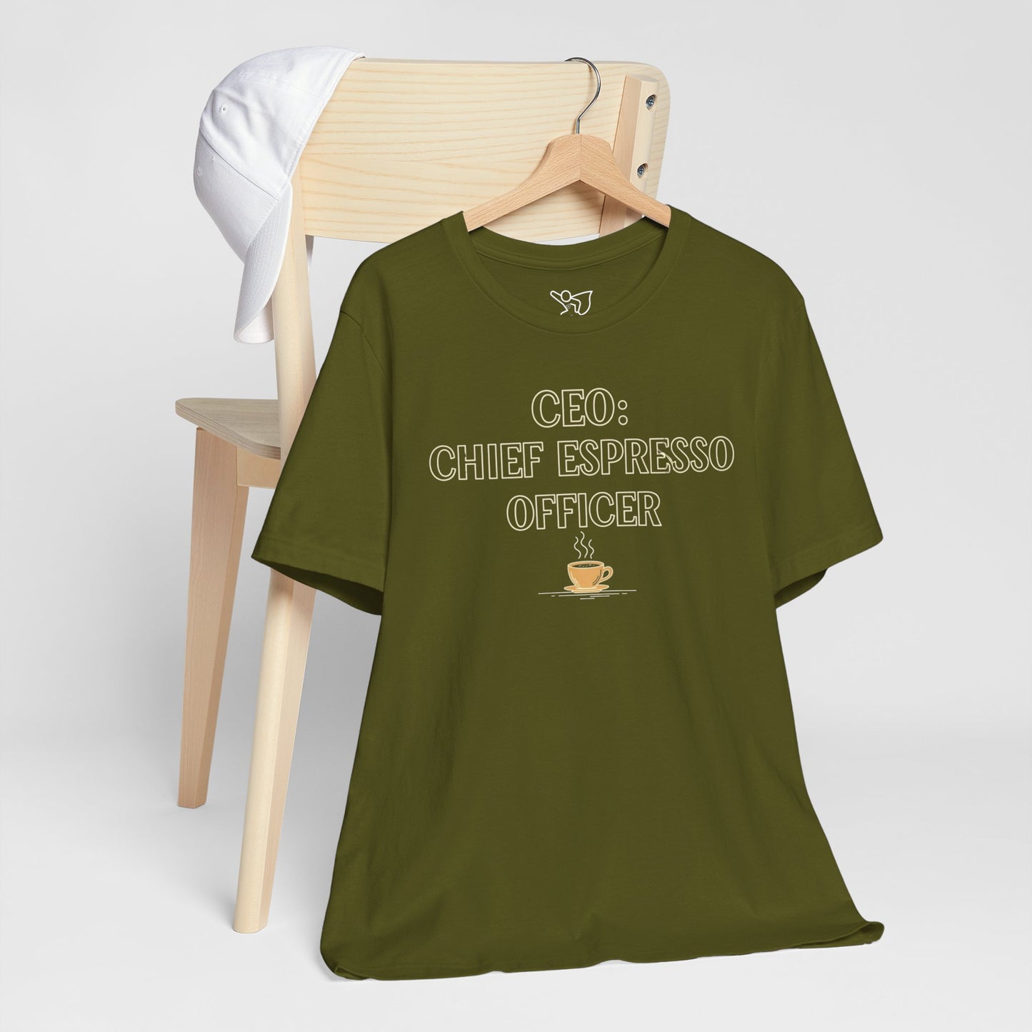 "CEO: Chief Espresso Officer" CW-1 Unisex Jersey T-Shirt for Baristas, Funny Coffee Shirt for Gifts, Perfect for Birthdays, Coffee Shop Outfits