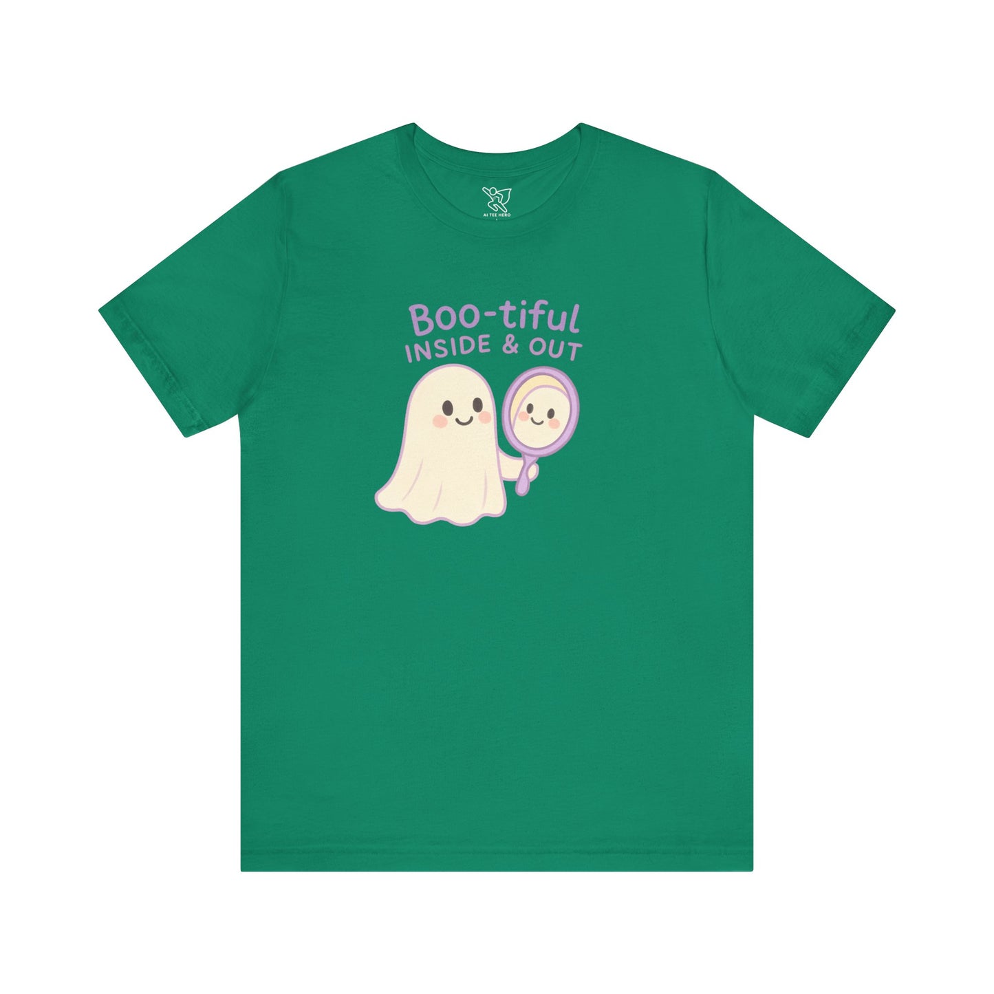 "Boo-tiful Inside Out" Ghost Tee, Cute Halloween Shirt, Unisex Short Sleeve T-Shirt, Fall Apparel, Spooky Vibes, Gift for Halloween Lovers