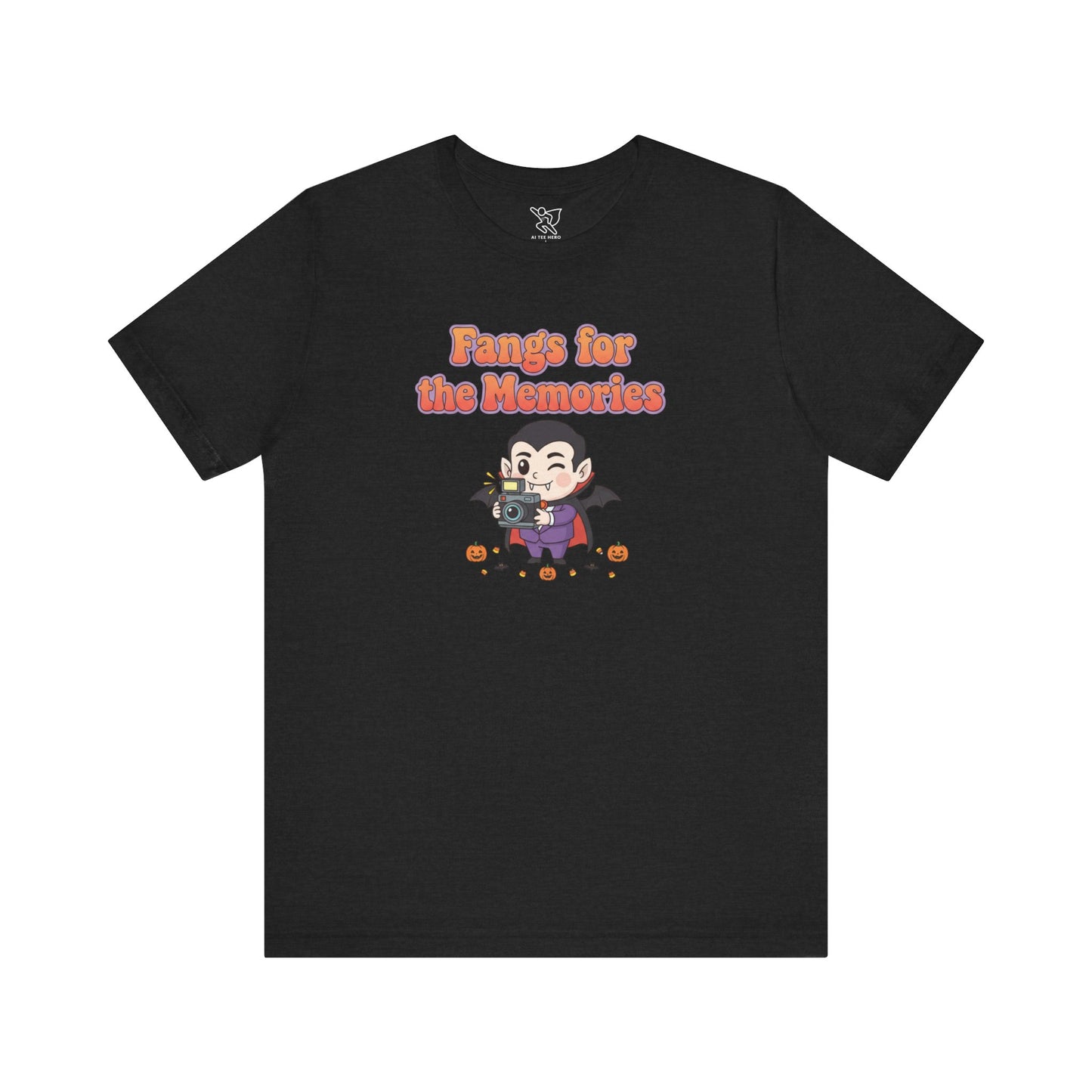 "Fangs for the Memories" Unisex Short Sleeve Shirt, Casual Halloween Outfit, Gift for Spooky Season, Halloween Shirt