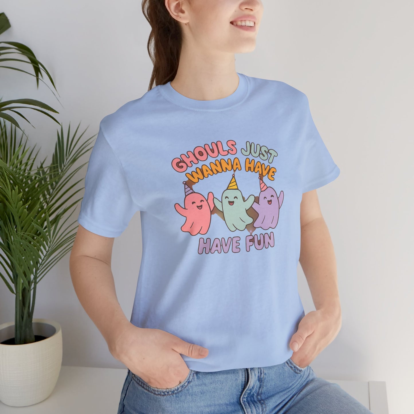 "Ghouls Just Wanna Have Fun" T-Shirt for Halloween, Unisex Graphic Shirt, Cute Ghosts Tee, Casual Wear, Gift for Friends