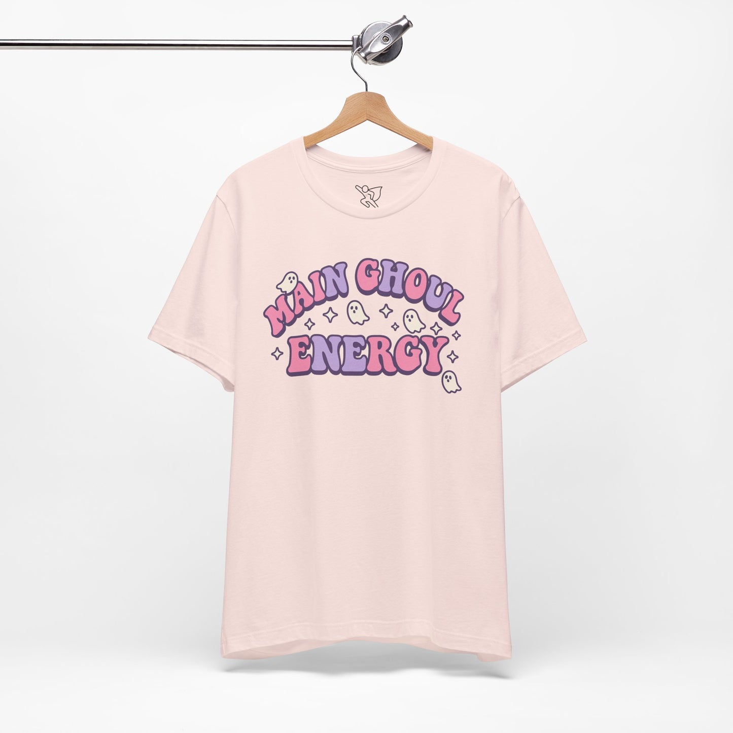 "Main Ghoul Energy" Unisex Short Sleeve T-Shirt, Halloween Party Shirt, Cute Graphic Tee, Gift for Ghost Lovers, Trendy Casual Wear