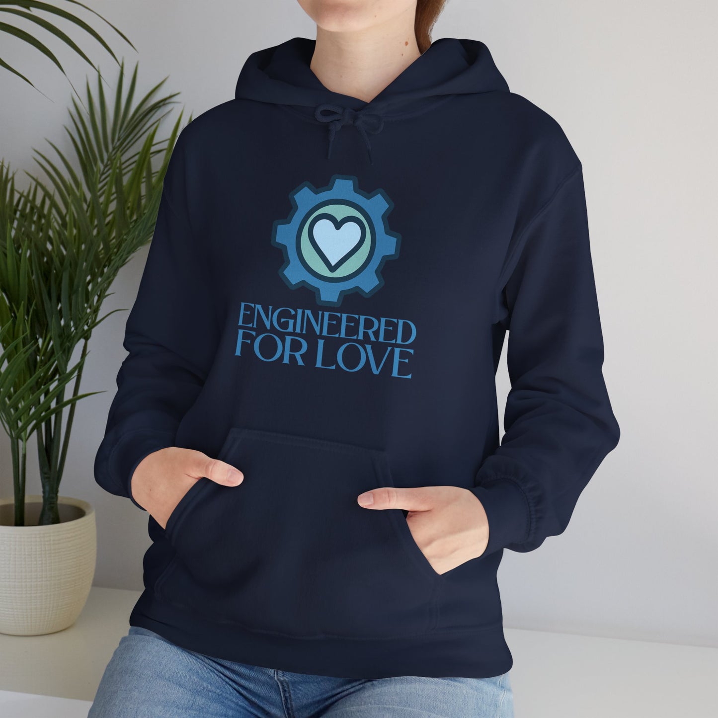 "Engineered for Love" Hoodie Cozy Unisex Sweatshirt, Perfect Gift for Engineers, Valentine's Day, Casual Wear, Birthday Present CW-2 Blue