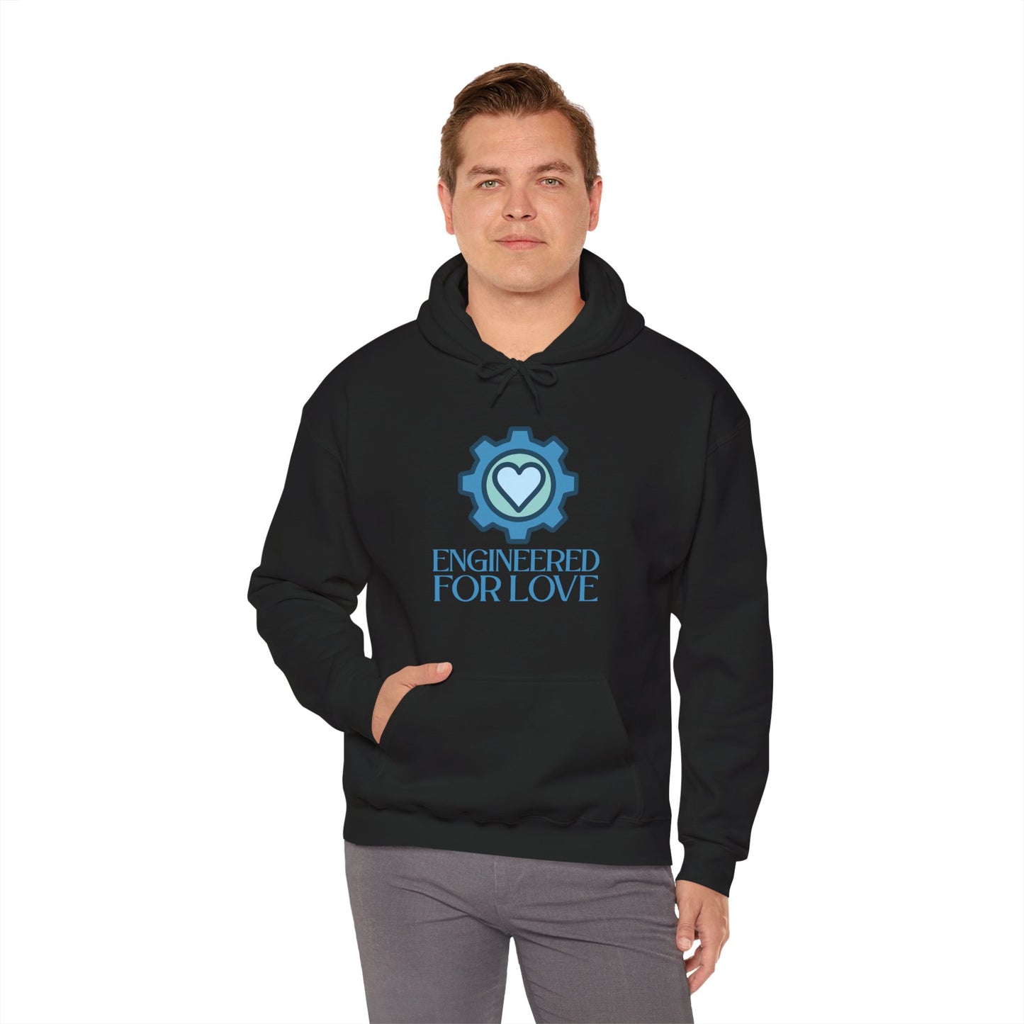 "Engineered for Love" Hoodie Cozy Unisex Sweatshirt, Perfect Gift for Engineers, Valentine's Day, Casual Wear, Birthday Present CW-2 Blue