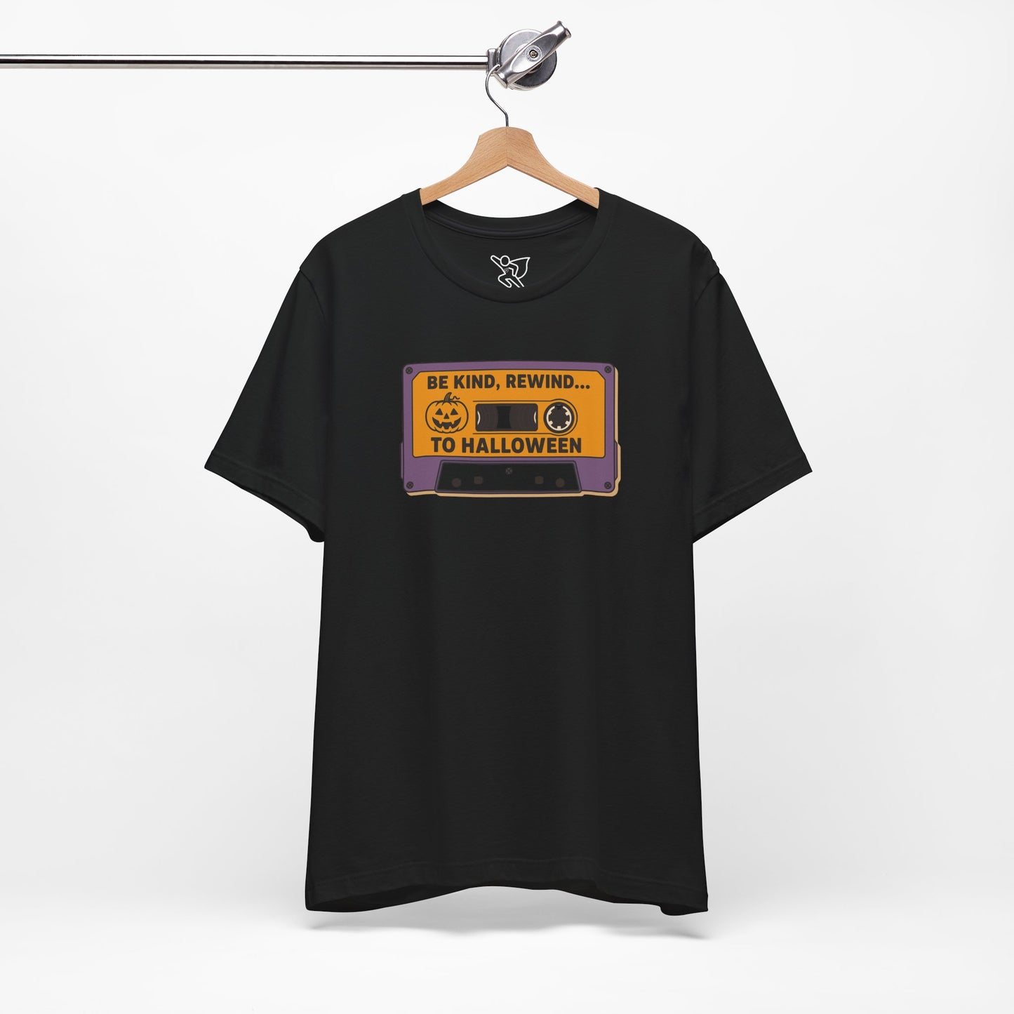 "Be Kind, Rewind to Halloween" T-Shirt, Unisex Casual Wear, Spooky Season Top, Vintage Style Shirt