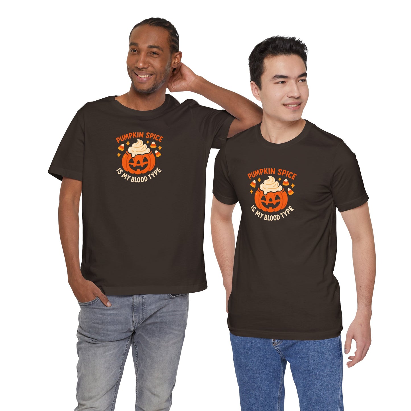 "Pumpkin Spice is My Blood Type" Short Sleeve Tee Fall Fashion, Halloween Shirt, Coffee Lover Gift, Autumn Wardrobe, Seasonal Tee