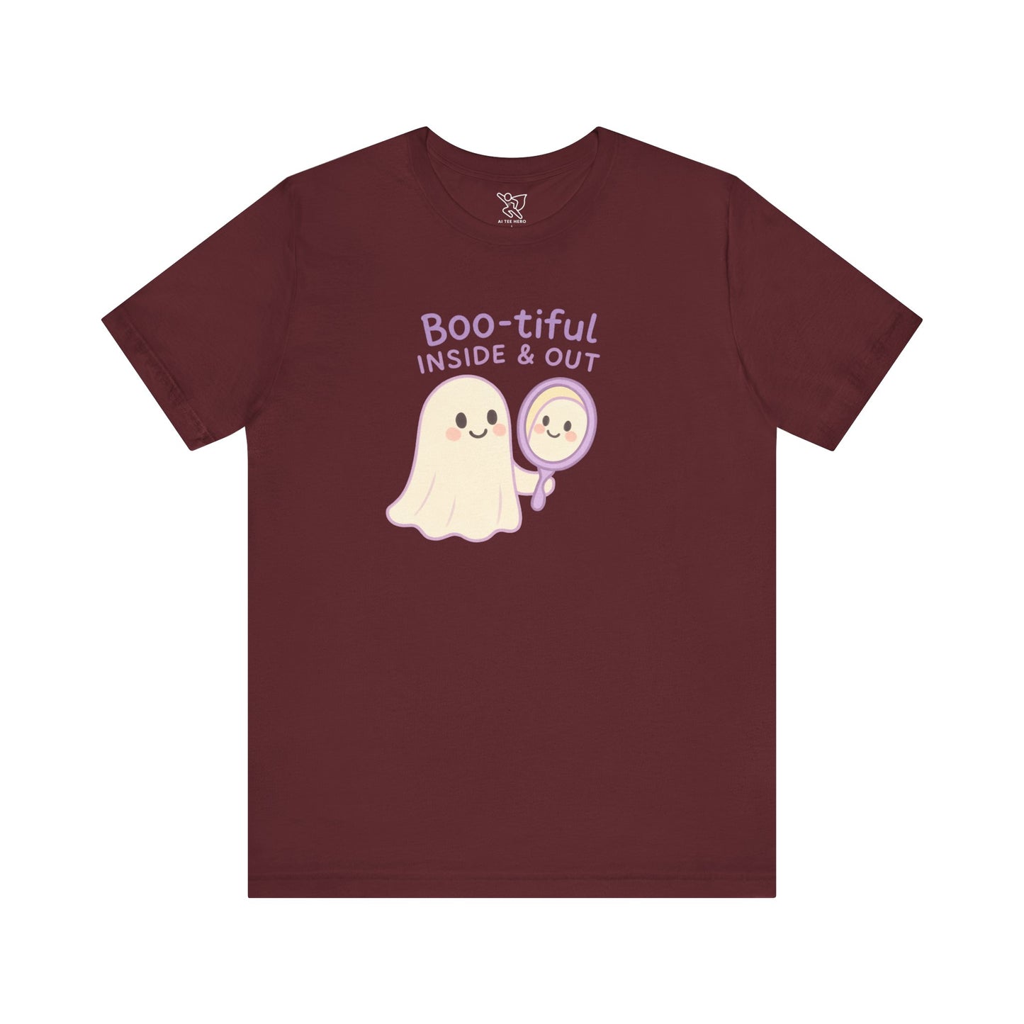 "Boo-tiful Inside Out" Ghost Tee, Cute Halloween Shirt, Unisex Short Sleeve T-Shirt, Fall Apparel, Spooky Vibes, Gift for Halloween Lovers