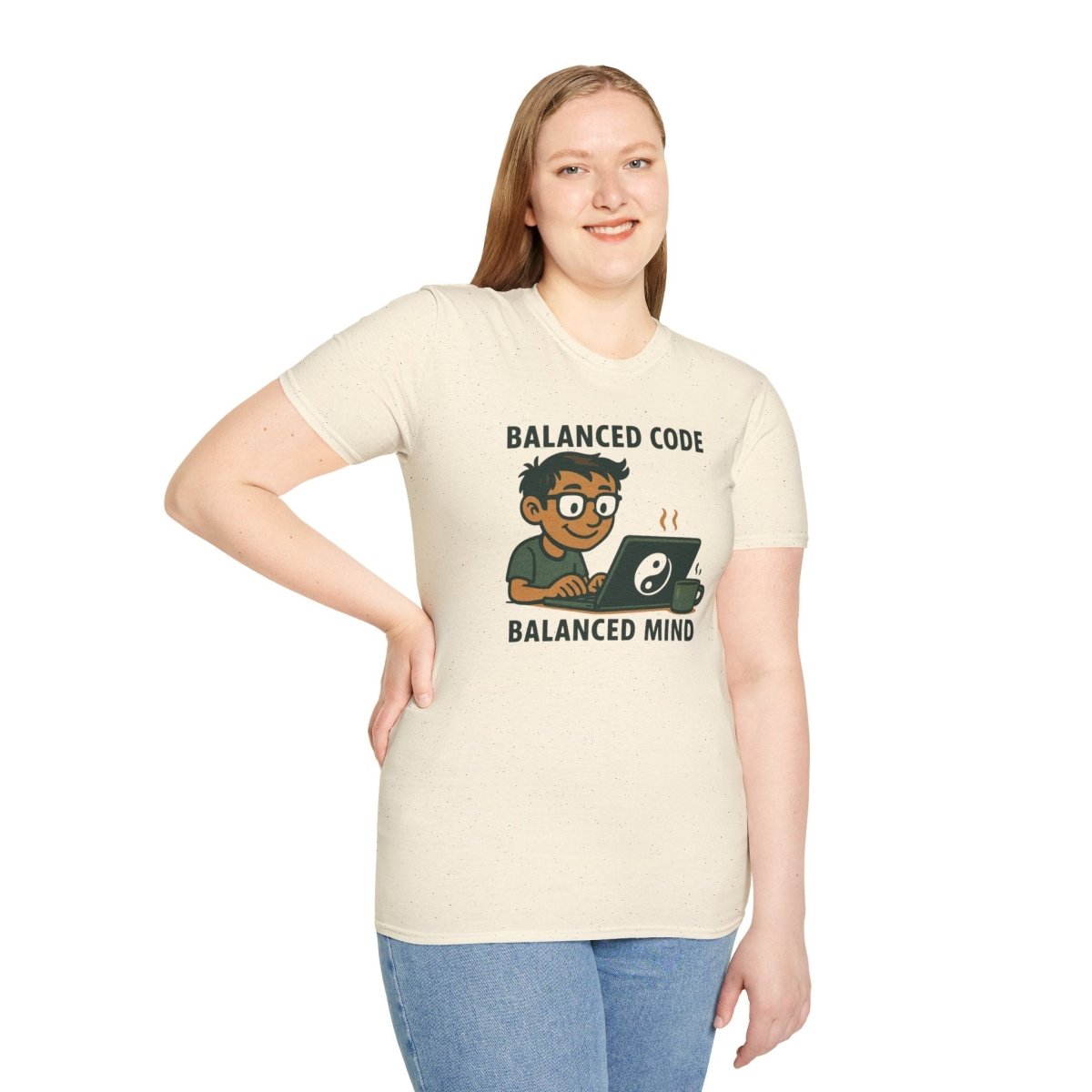 "Balanced Code, Balanced Mind" Gift for Programmers, Meditation Shirt, Balanced Mind Apparel, Unisex Coding Tee - MINDSet Collection - AI Tee Hero