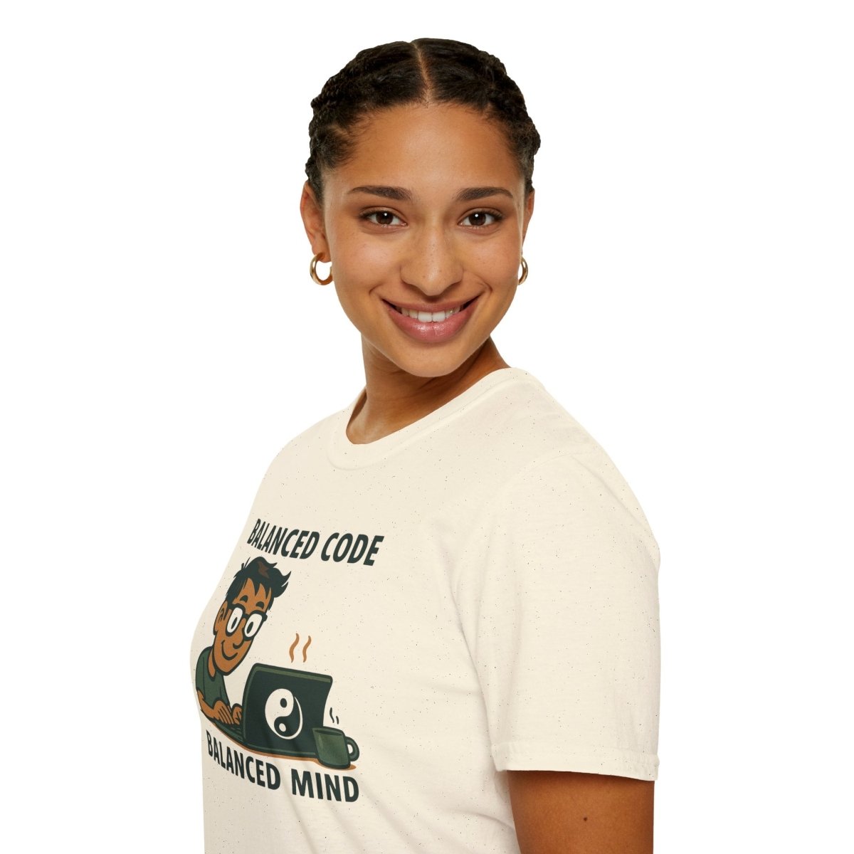 "Balanced Code, Balanced Mind" Gift for Programmers, Meditation Shirt, Balanced Mind Apparel, Unisex Coding Tee - MINDSet Collection - AI Tee Hero