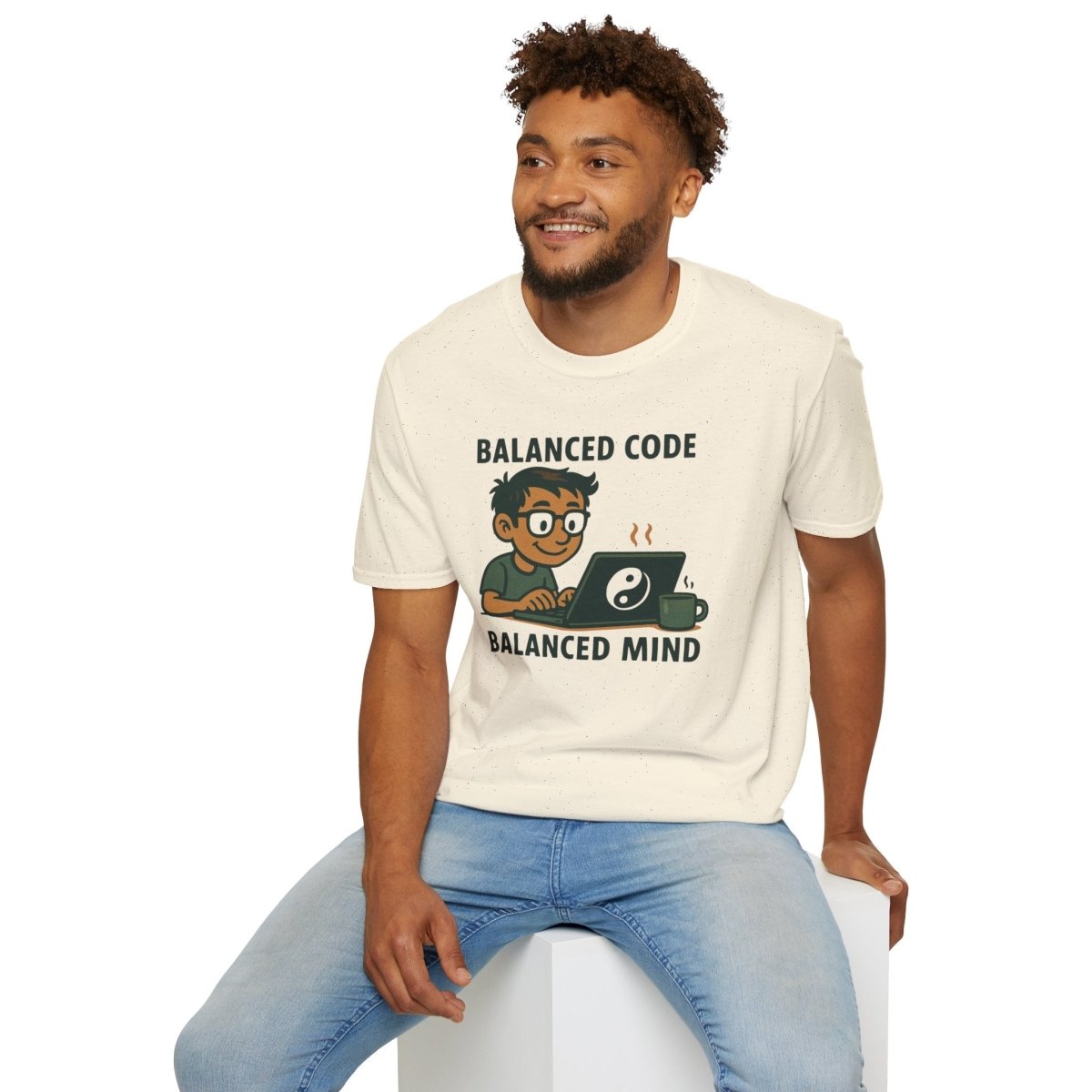 "Balanced Code, Balanced Mind" Gift for Programmers, Meditation Shirt, Balanced Mind Apparel, Unisex Coding Tee - MINDSet Collection - AI Tee Hero