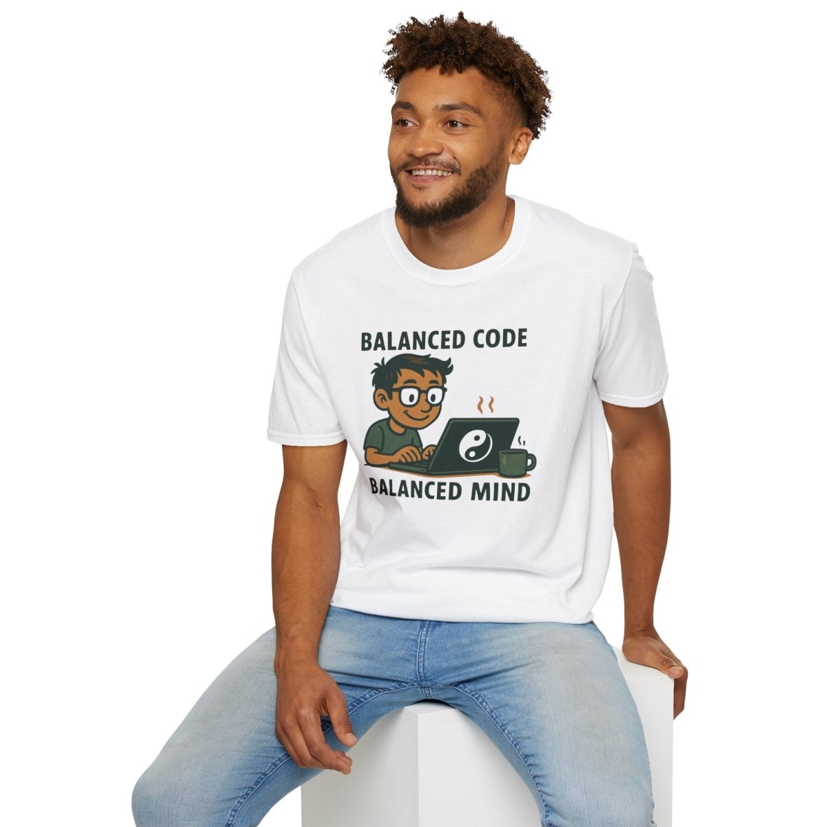 "Balanced Code, Balanced Mind" Gift for Programmers, Meditation Shirt, Balanced Mind Apparel, Unisex Coding Tee - MINDSet Collection - AI Tee Hero