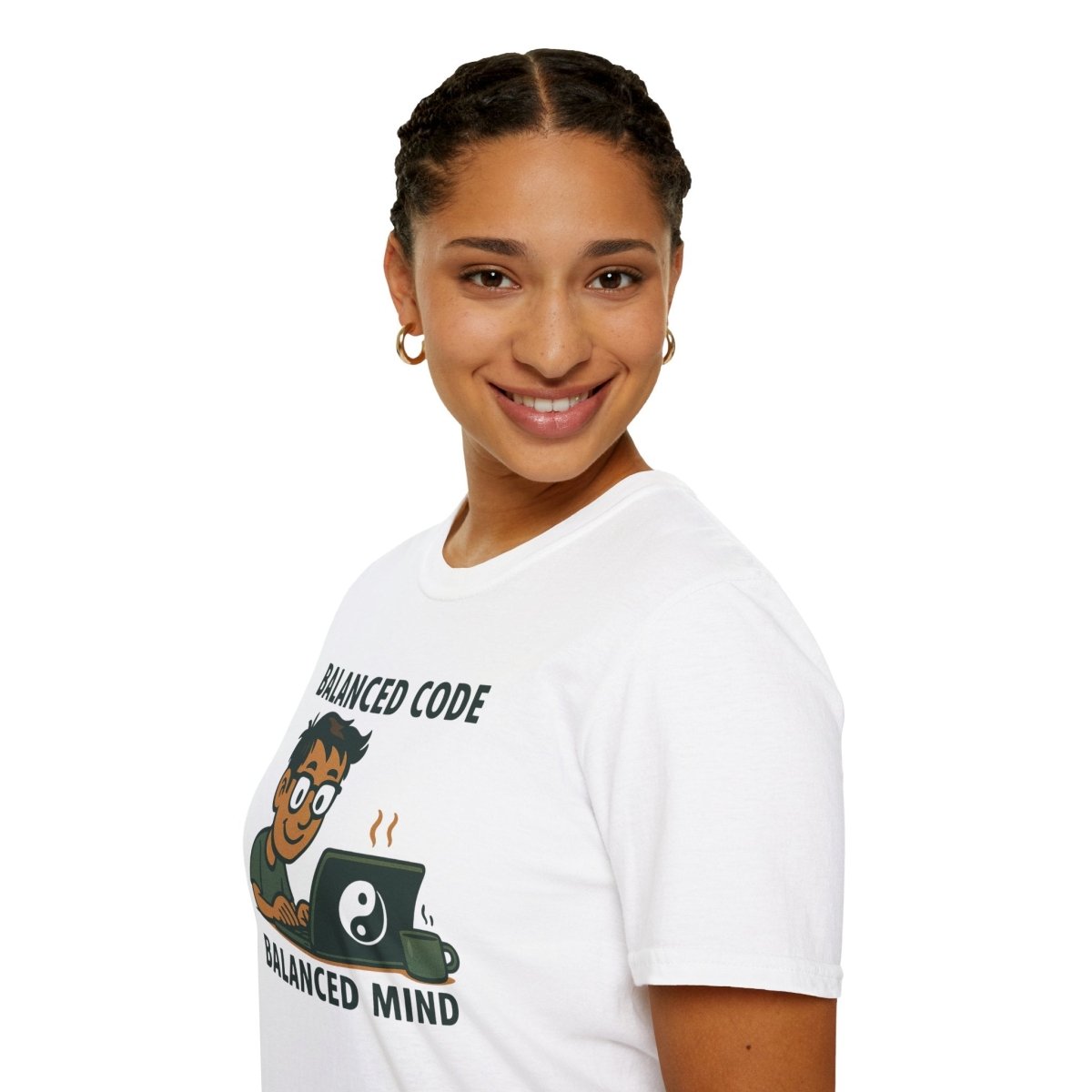"Balanced Code, Balanced Mind" Gift for Programmers, Meditation Shirt, Balanced Mind Apparel, Unisex Coding Tee - MINDSet Collection - AI Tee Hero