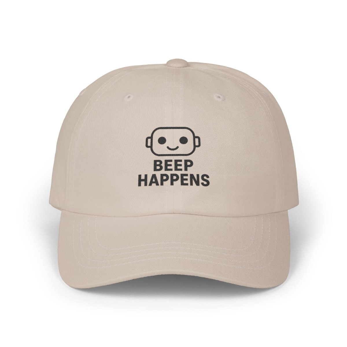 "Beep Happens" Classic Dad Cap | Funny Dad Hat, Casual Baseball Hat, Gift for Father's Day, Outdoor Cap, Trendy Dad Accessory - AI Tee Hero
