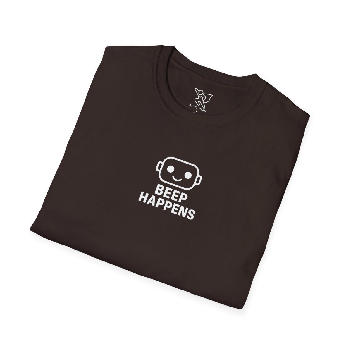 "Beep Happens" CW1 - White Unisex Softstyle T-Shirt, Comfy Casual Tee, Everyday Wear, Gift for Him/Her, Birthday Shirt, Relaxed Fit Top - AI Tee Hero