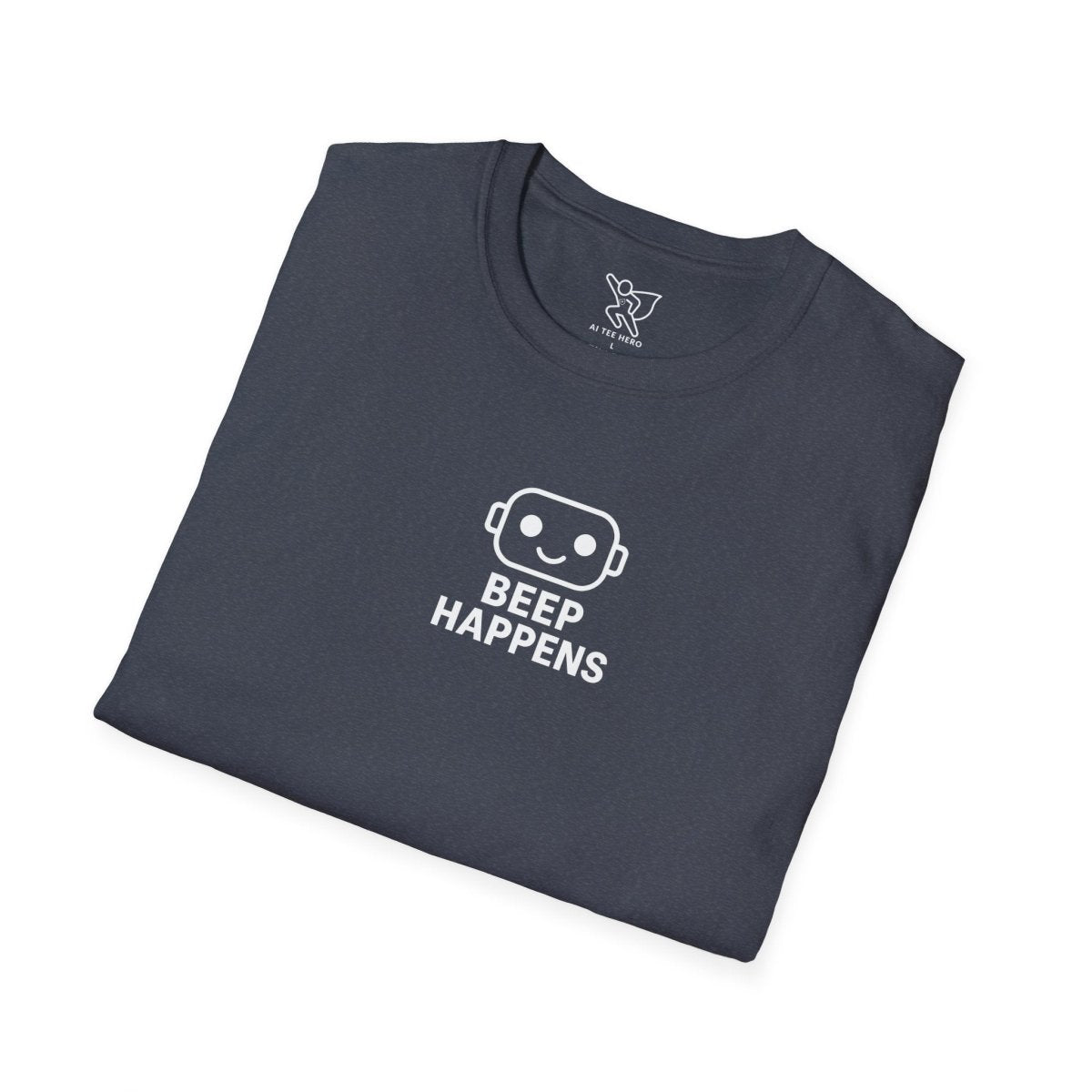"Beep Happens" CW1 - White Unisex Softstyle T-Shirt, Comfy Casual Tee, Everyday Wear, Gift for Him/Her, Birthday Shirt, Relaxed Fit Top - AI Tee Hero
