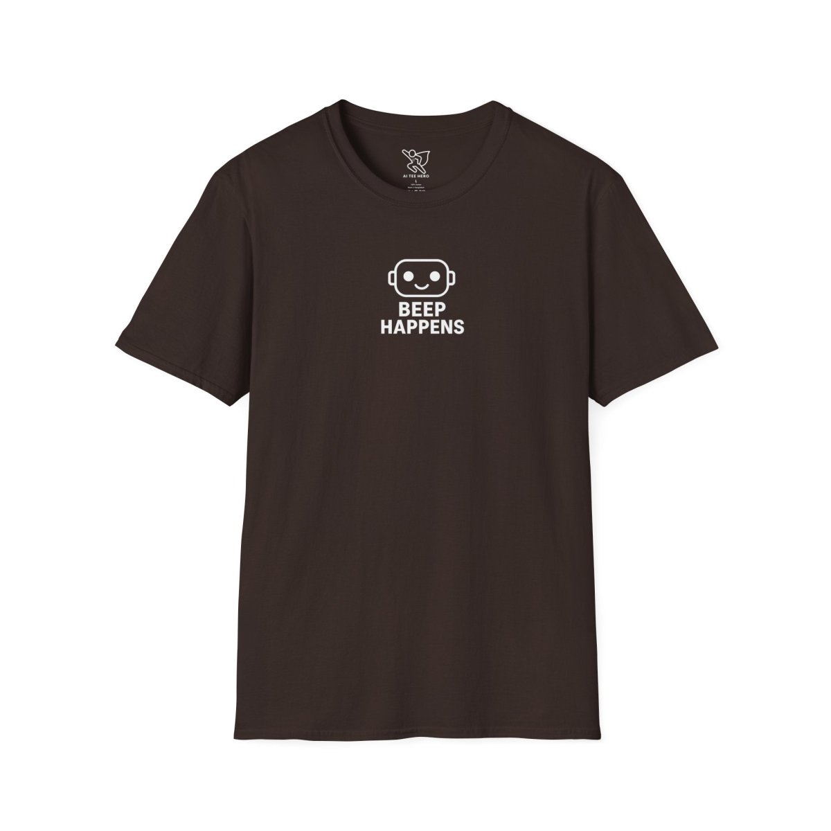 "Beep Happens" CW1 - White Unisex Softstyle T-Shirt, Comfy Casual Tee, Everyday Wear, Gift for Him/Her, Birthday Shirt, Relaxed Fit Top - AI Tee Hero
