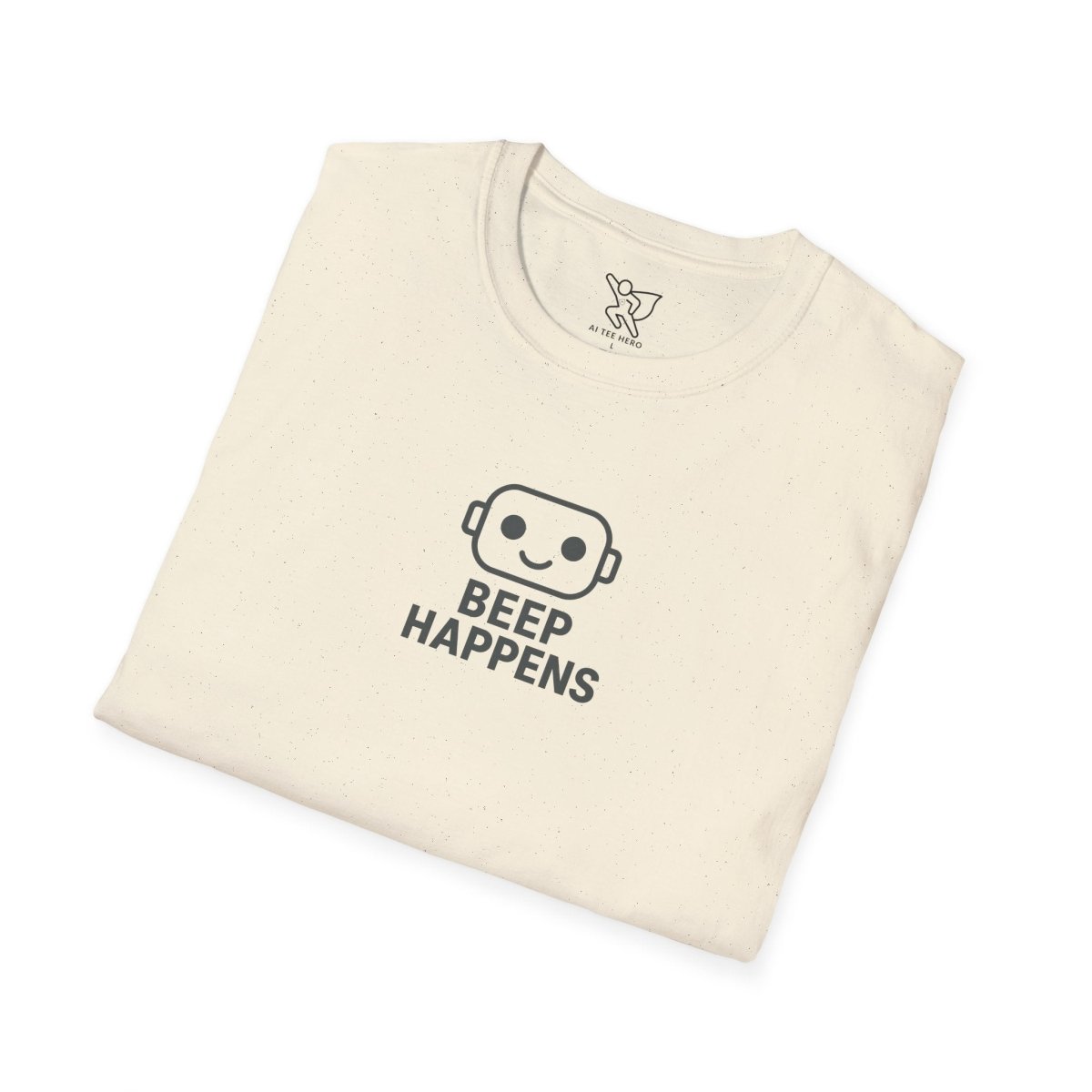 "Beep Happens" CW2 - Gray Unisex Softstyle T-Shirt, Comfy Casual Tee, Everyday Wear, Gift for Him/Her, Birthday Shirt, Relaxed Fit Top - AI Tee Hero