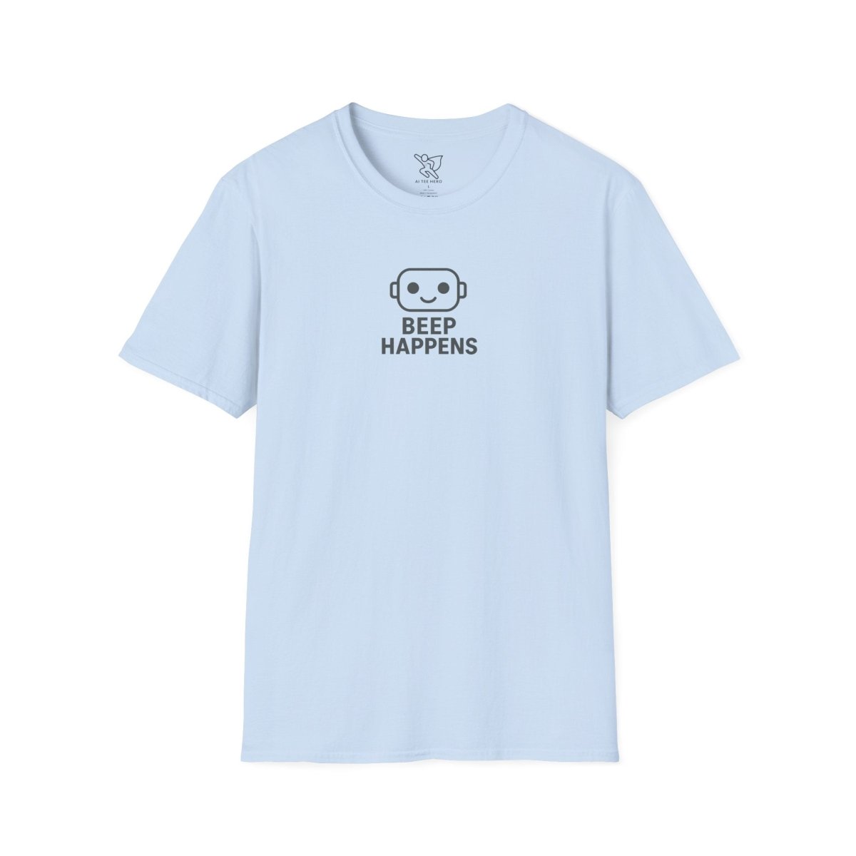 "Beep Happens" CW2 - Gray Unisex Softstyle T-Shirt, Comfy Casual Tee, Everyday Wear, Gift for Him/Her, Birthday Shirt, Relaxed Fit Top - AI Tee Hero