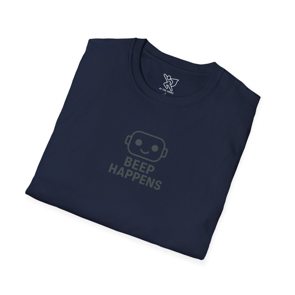 "Beep Happens" CW2 - Gray Unisex Softstyle T-Shirt, Comfy Casual Tee, Everyday Wear, Gift for Him/Her, Birthday Shirt, Relaxed Fit Top - AI Tee Hero
