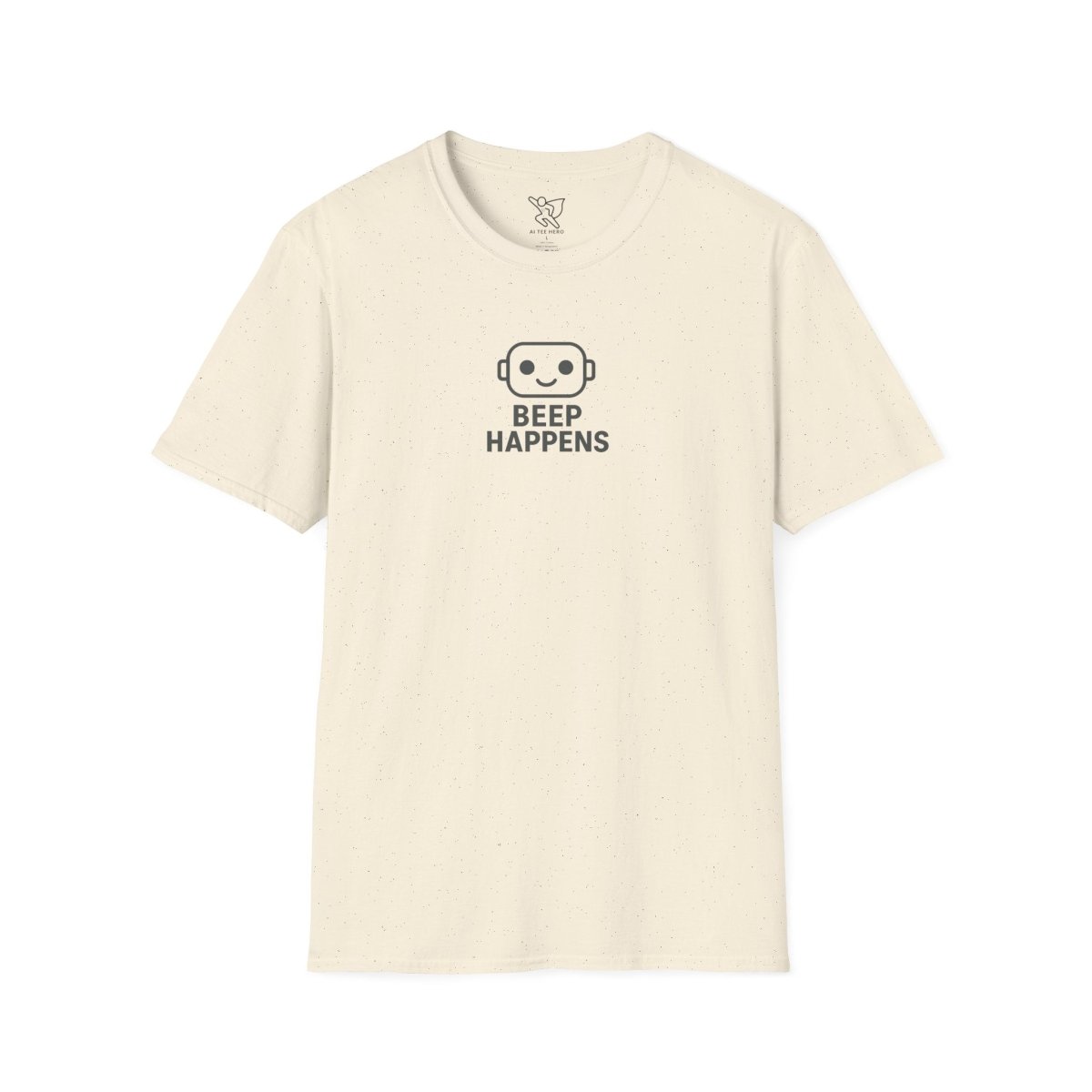 "Beep Happens" CW2 - Gray Unisex Softstyle T-Shirt, Comfy Casual Tee, Everyday Wear, Gift for Him/Her, Birthday Shirt, Relaxed Fit Top - AI Tee Hero