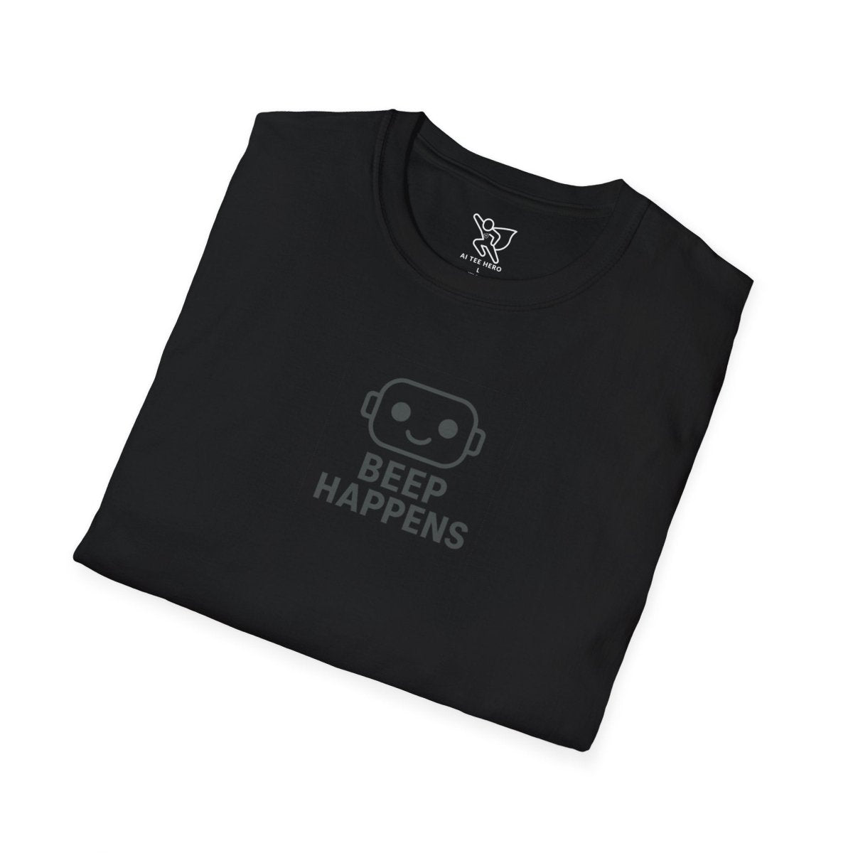 "Beep Happens" CW2 - Gray Unisex Softstyle T-Shirt, Comfy Casual Tee, Everyday Wear, Gift for Him/Her, Birthday Shirt, Relaxed Fit Top - AI Tee Hero