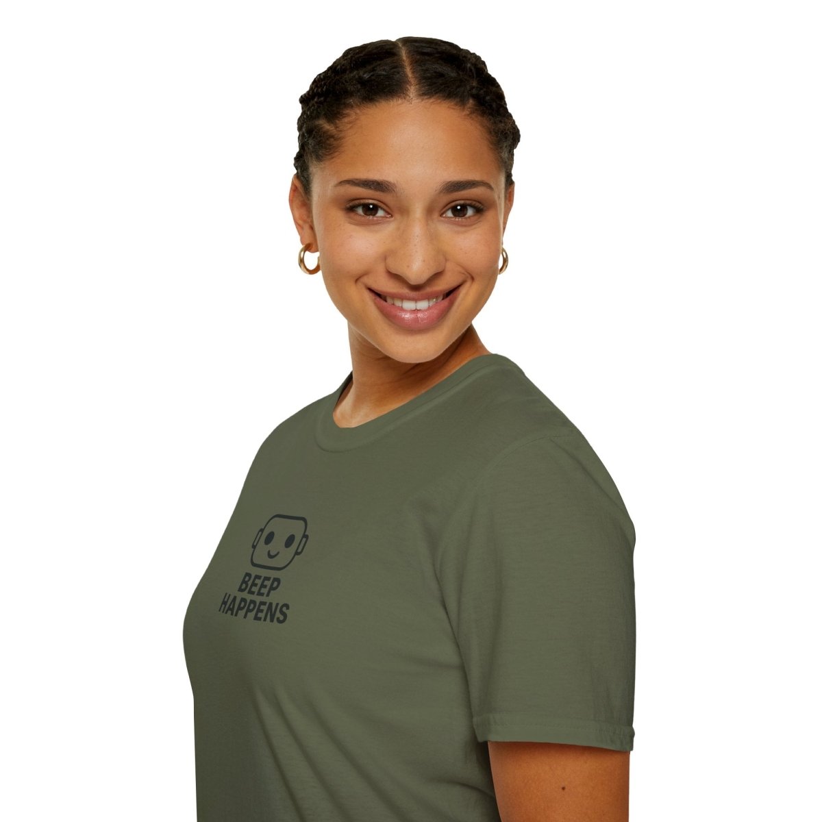 "Beep Happens" CW3 - Black Unisex Softstyle T-Shirt, Comfy Casual Tee, Everyday Wear, Gift for Him/Her, Birthday Shirt, Relaxed Fit Top - AI Tee Hero