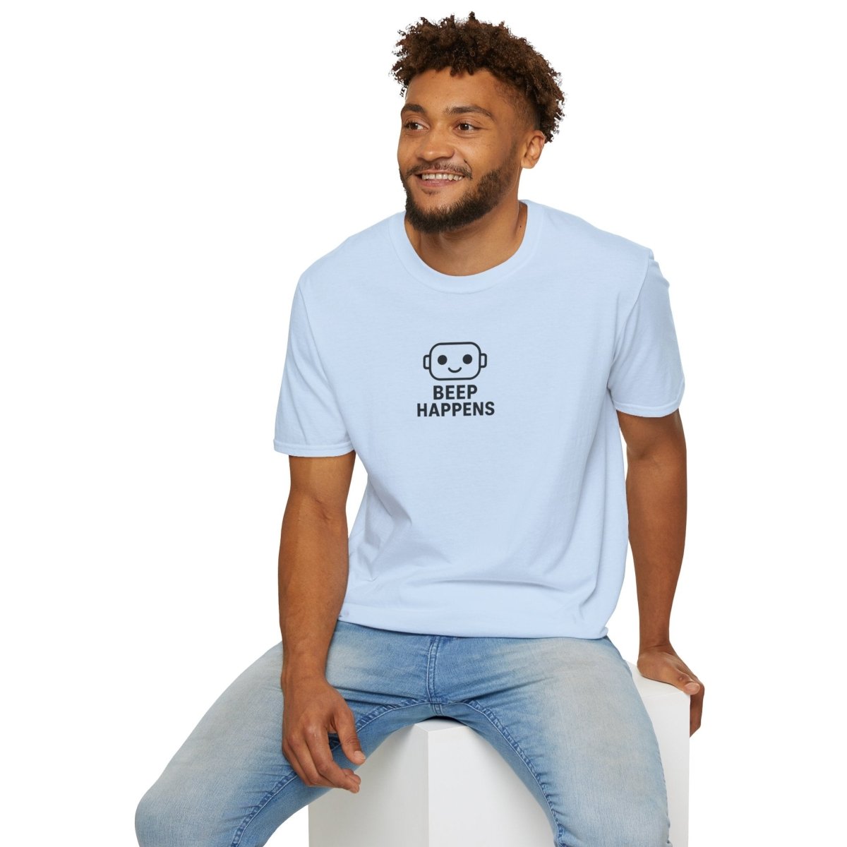 "Beep Happens" CW3 - Black Unisex Softstyle T-Shirt, Comfy Casual Tee, Everyday Wear, Gift for Him/Her, Birthday Shirt, Relaxed Fit Top - AI Tee Hero