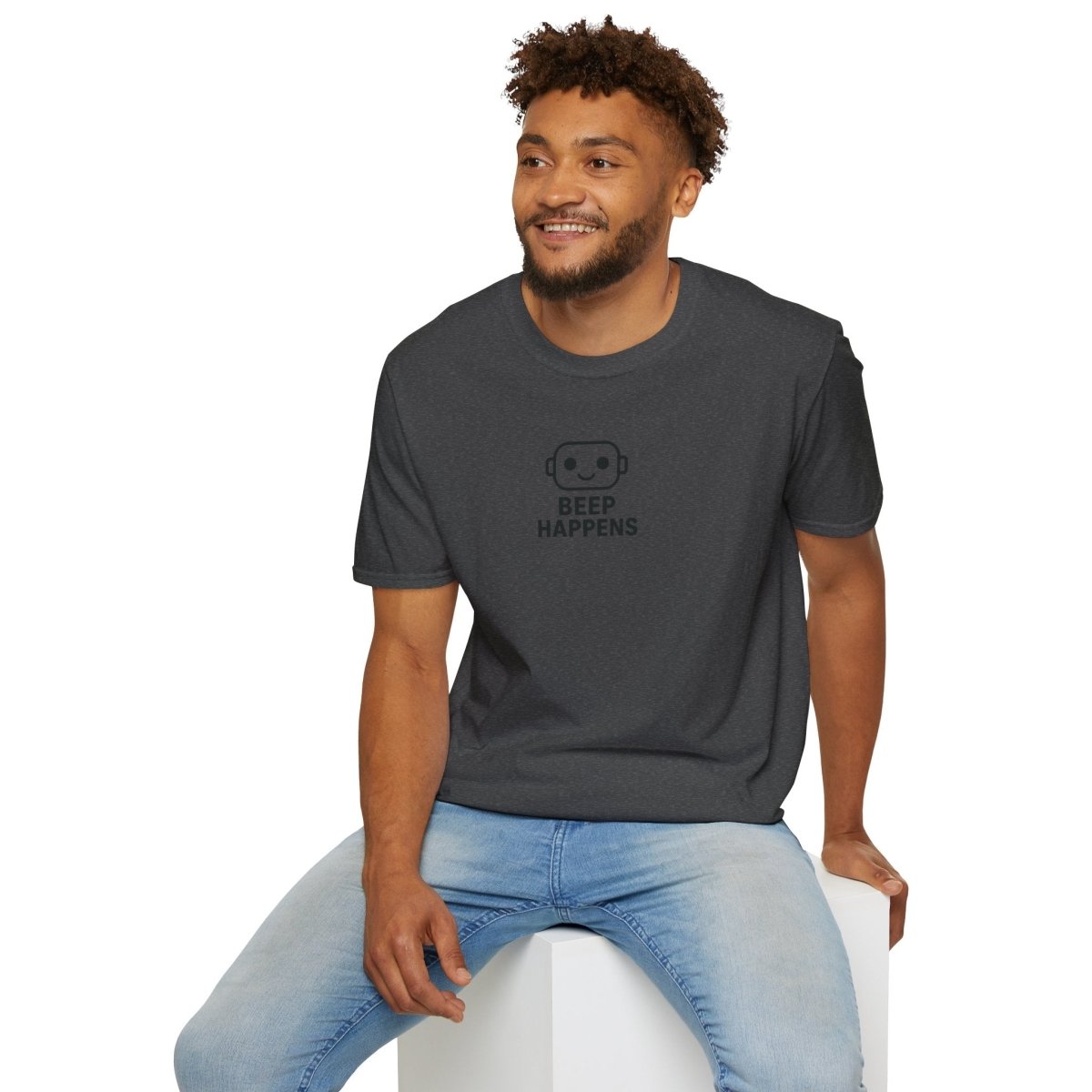 "Beep Happens" CW3 - Black Unisex Softstyle T-Shirt, Comfy Casual Tee, Everyday Wear, Gift for Him/Her, Birthday Shirt, Relaxed Fit Top - AI Tee Hero