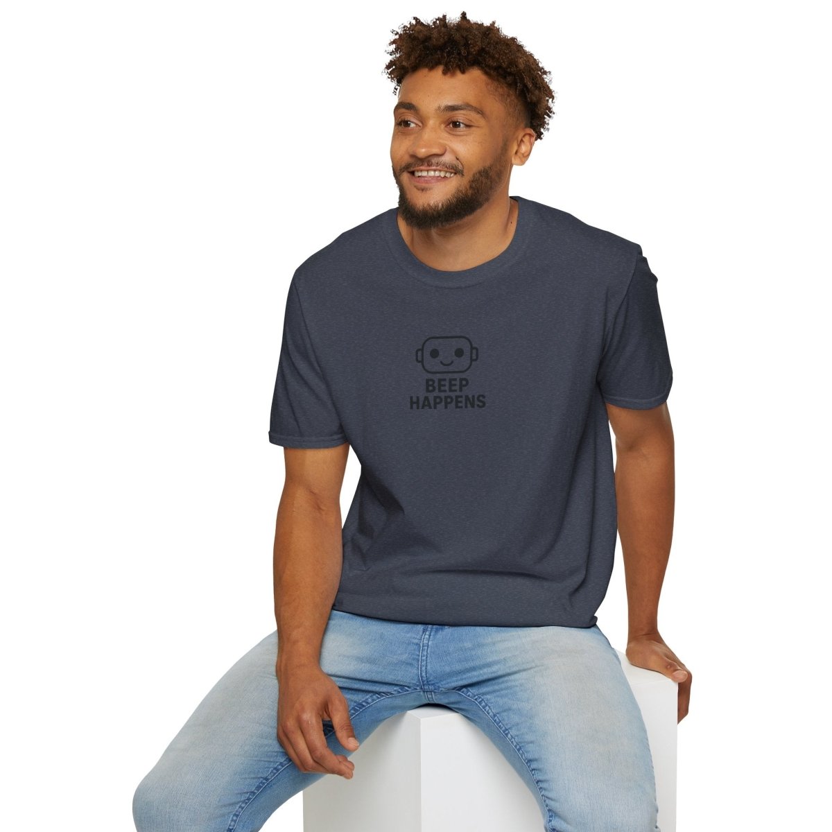 "Beep Happens" CW3 - Black Unisex Softstyle T-Shirt, Comfy Casual Tee, Everyday Wear, Gift for Him/Her, Birthday Shirt, Relaxed Fit Top - AI Tee Hero