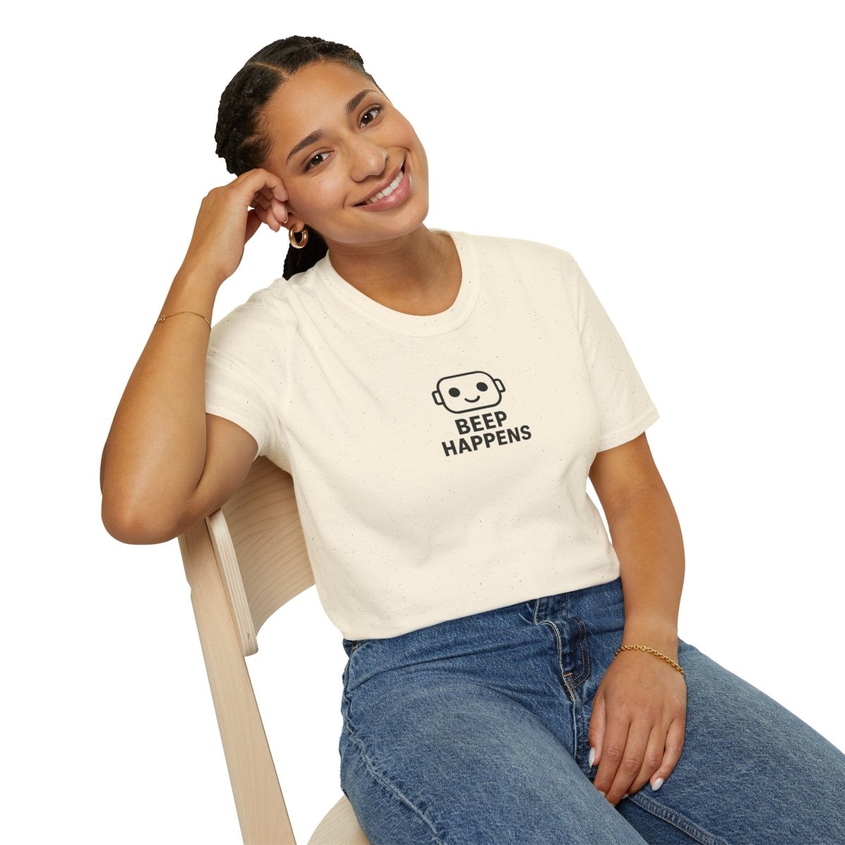"Beep Happens" CW3 - Black Unisex Softstyle T-Shirt, Comfy Casual Tee, Everyday Wear, Gift for Him/Her, Birthday Shirt, Relaxed Fit Top - AI Tee Hero