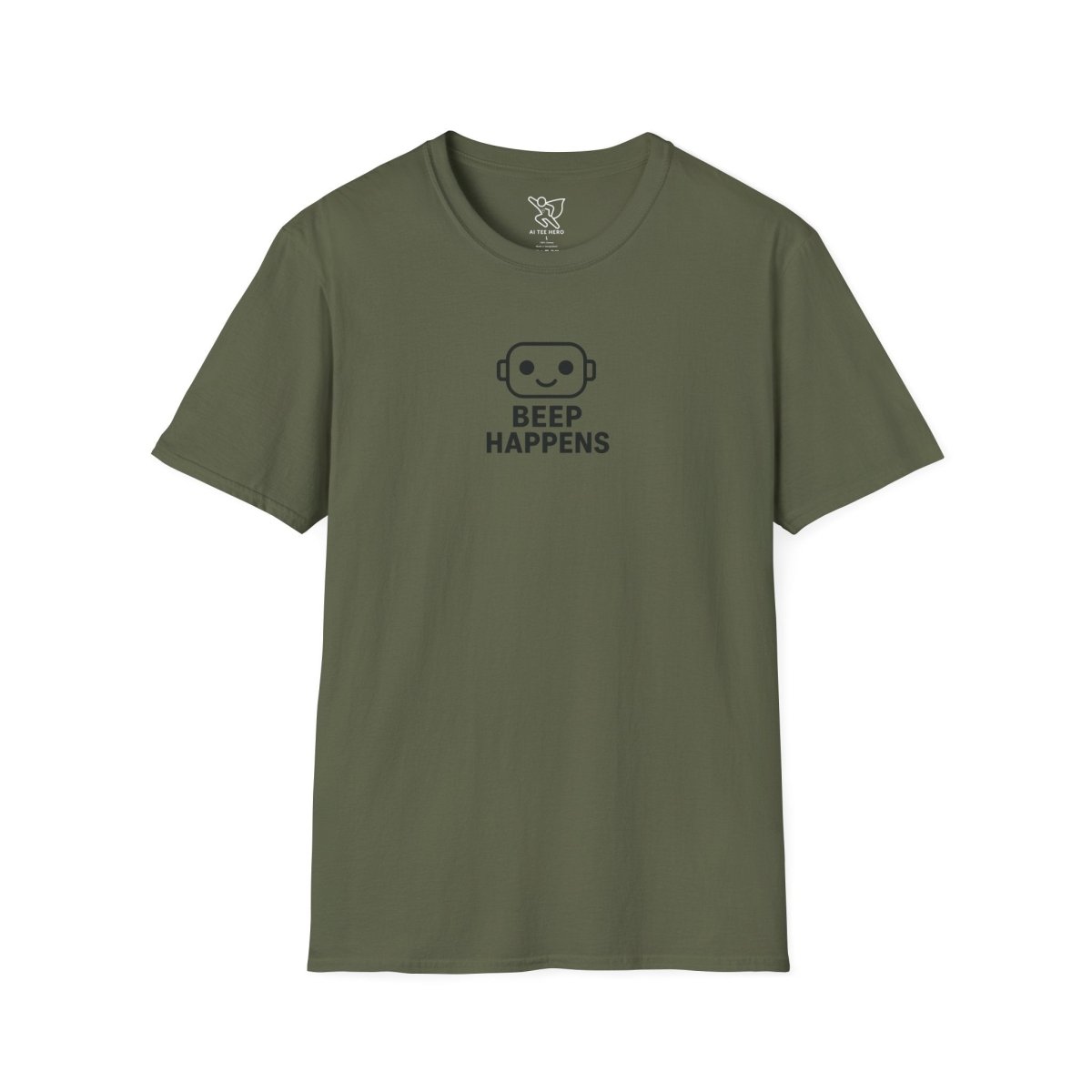 "Beep Happens" CW3 - Black Unisex Softstyle T-Shirt, Comfy Casual Tee, Everyday Wear, Gift for Him/Her, Birthday Shirt, Relaxed Fit Top - AI Tee Hero