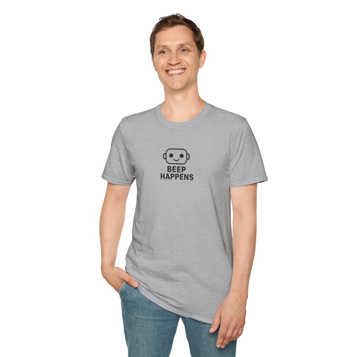 "Beep Happens" CW3 - Black Unisex Softstyle T-Shirt, Comfy Casual Tee, Everyday Wear, Gift for Him/Her, Birthday Shirt, Relaxed Fit Top - AI Tee Hero