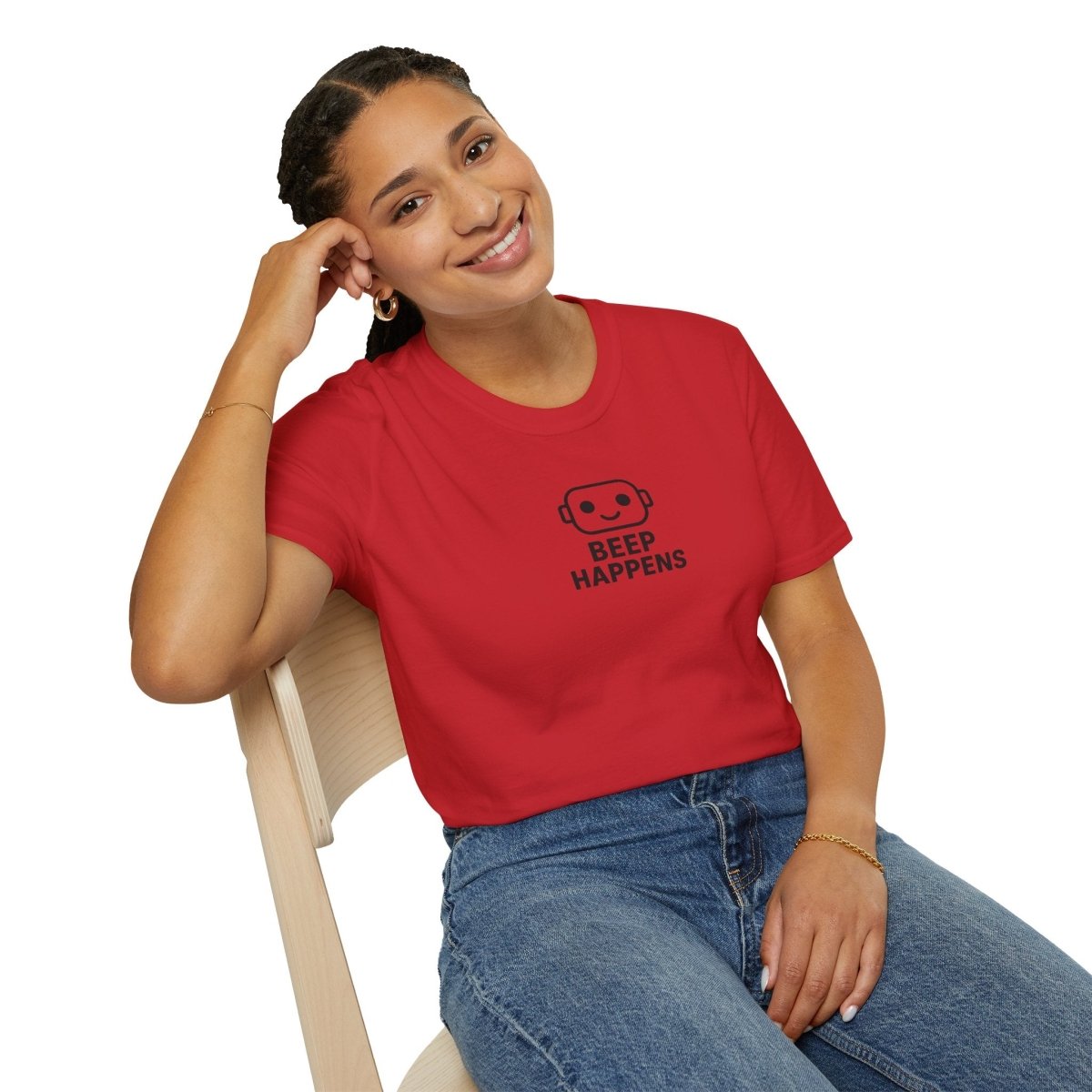 "Beep Happens" CW3 - Black Unisex Softstyle T-Shirt, Comfy Casual Tee, Everyday Wear, Gift for Him/Her, Birthday Shirt, Relaxed Fit Top - AI Tee Hero