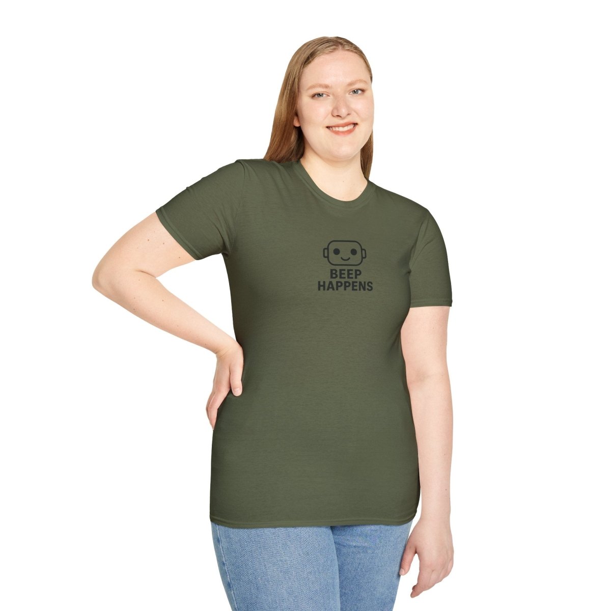 "Beep Happens" CW3 - Black Unisex Softstyle T-Shirt, Comfy Casual Tee, Everyday Wear, Gift for Him/Her, Birthday Shirt, Relaxed Fit Top - AI Tee Hero