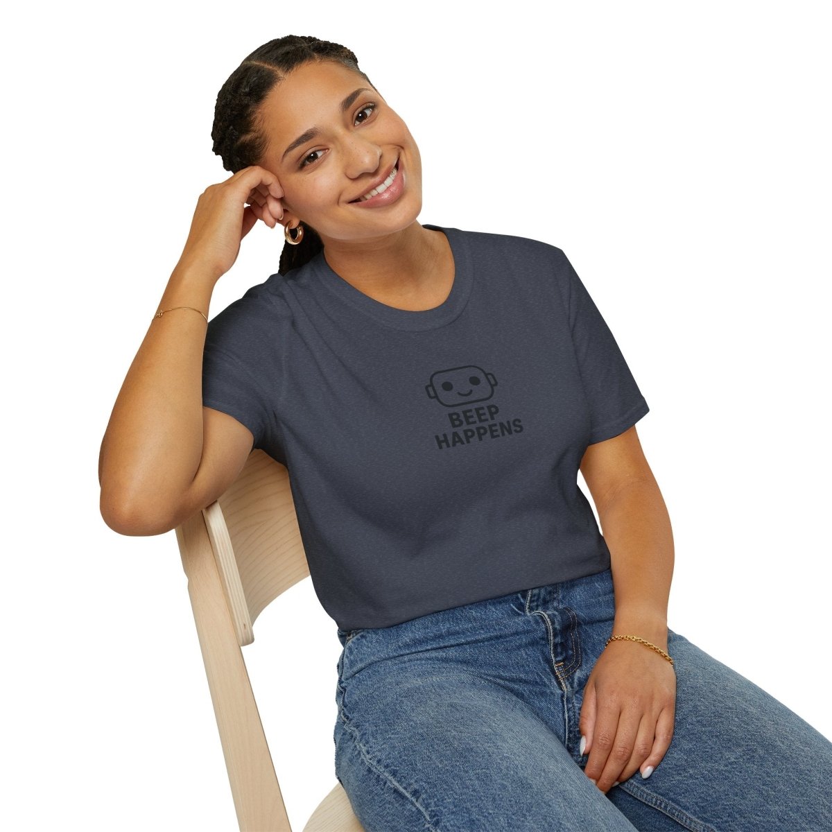 "Beep Happens" CW3 - Black Unisex Softstyle T-Shirt, Comfy Casual Tee, Everyday Wear, Gift for Him/Her, Birthday Shirt, Relaxed Fit Top - AI Tee Hero