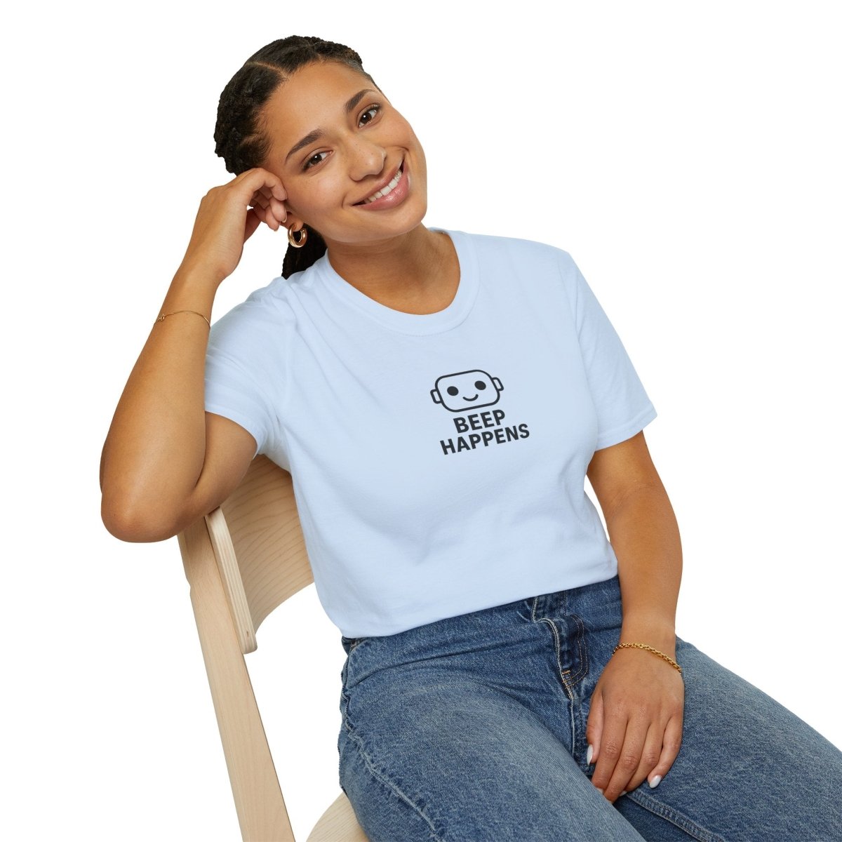 "Beep Happens" CW3 - Black Unisex Softstyle T-Shirt, Comfy Casual Tee, Everyday Wear, Gift for Him/Her, Birthday Shirt, Relaxed Fit Top - AI Tee Hero