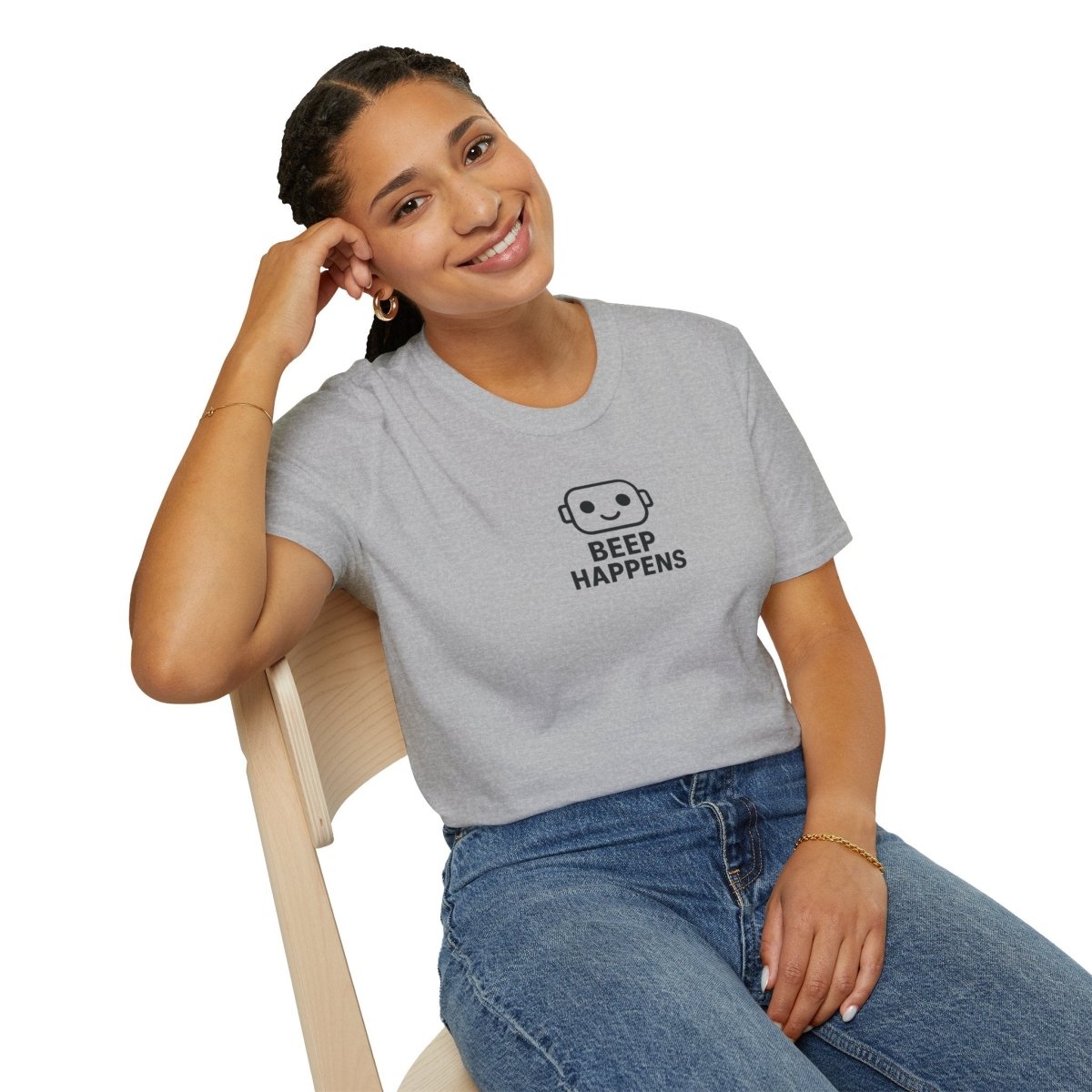 "Beep Happens" CW3 - Black Unisex Softstyle T-Shirt, Comfy Casual Tee, Everyday Wear, Gift for Him/Her, Birthday Shirt, Relaxed Fit Top - AI Tee Hero