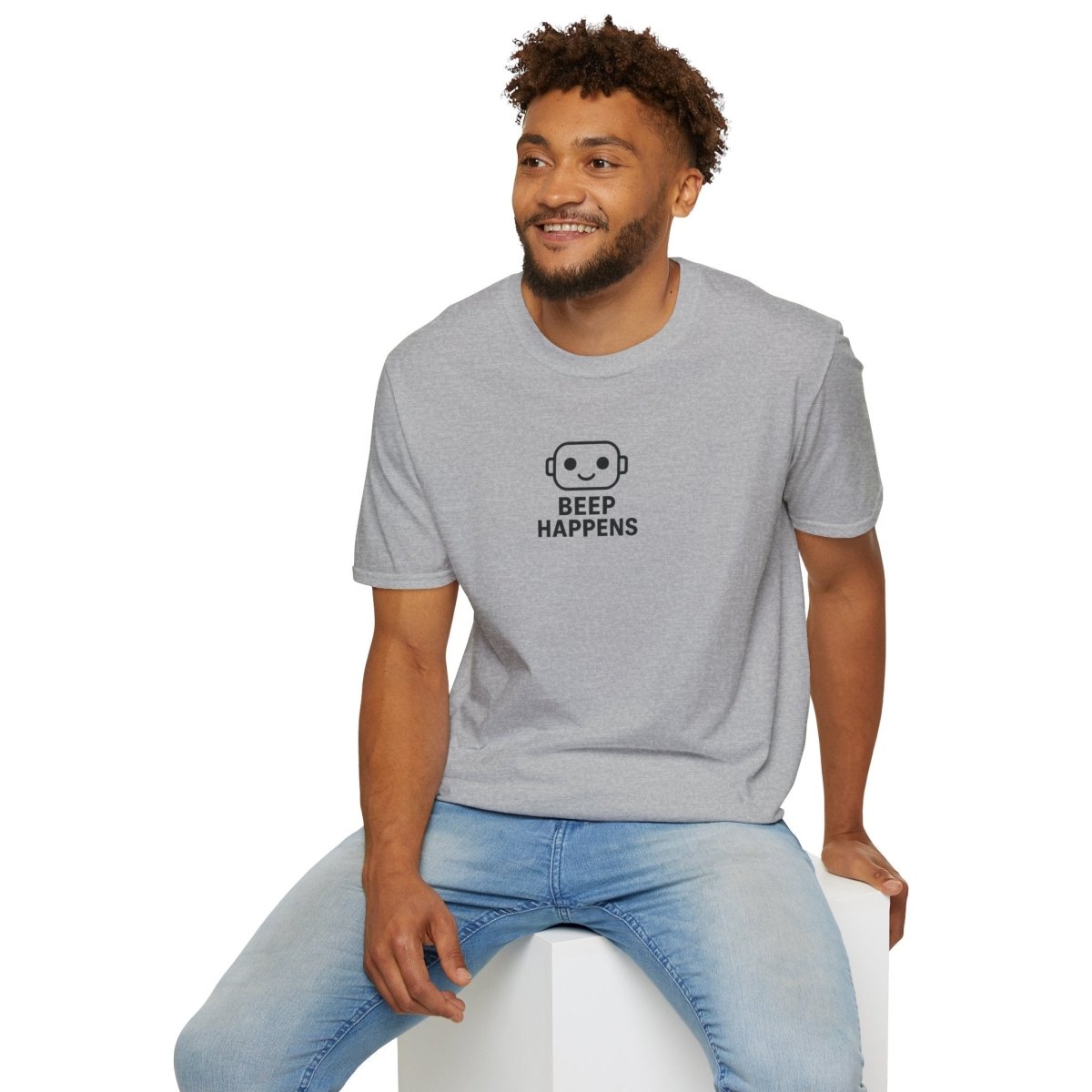 "Beep Happens" CW3 - Black Unisex Softstyle T-Shirt, Comfy Casual Tee, Everyday Wear, Gift for Him/Her, Birthday Shirt, Relaxed Fit Top - AI Tee Hero