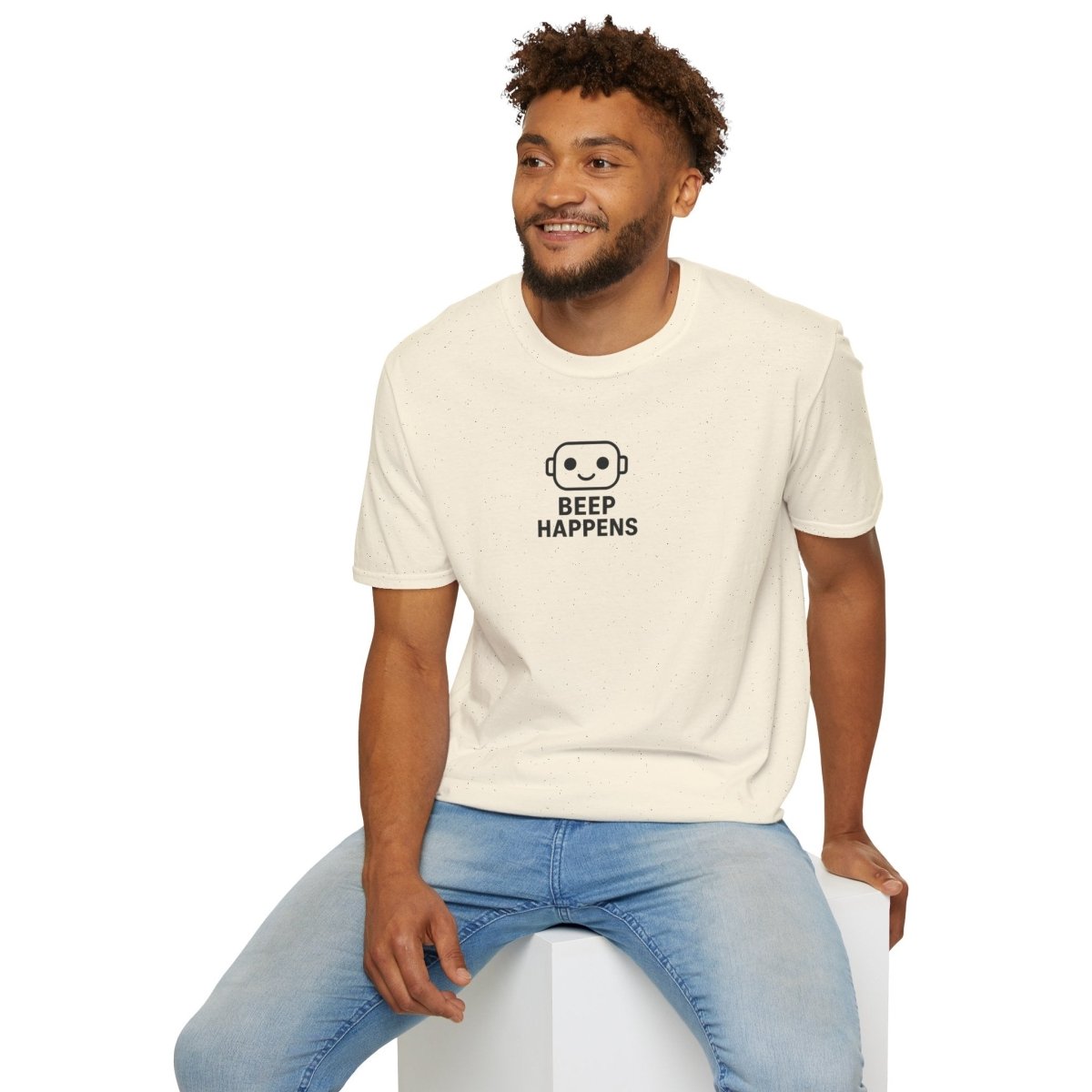 "Beep Happens" CW3 - Black Unisex Softstyle T-Shirt, Comfy Casual Tee, Everyday Wear, Gift for Him/Her, Birthday Shirt, Relaxed Fit Top - AI Tee Hero