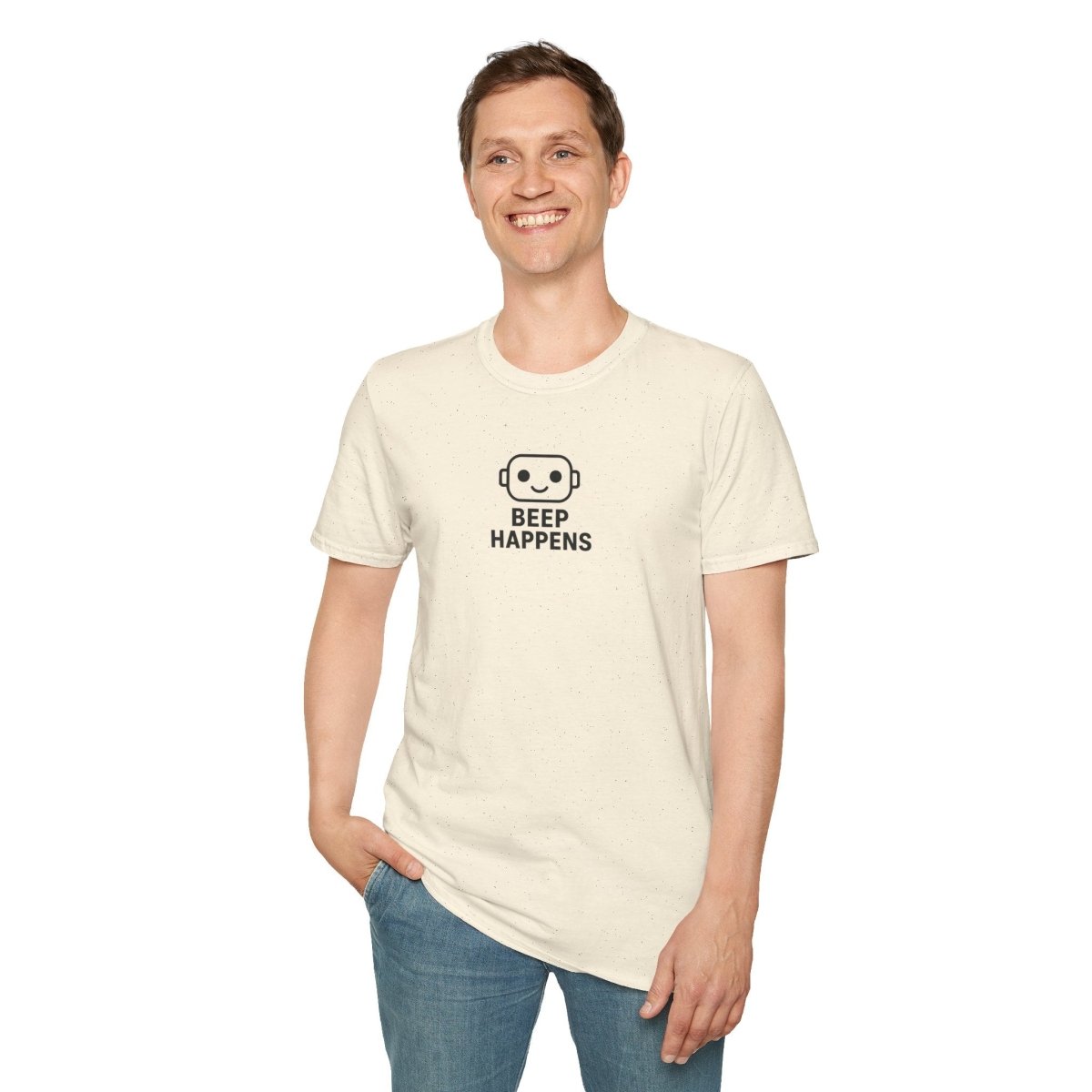 "Beep Happens" CW3 - Black Unisex Softstyle T-Shirt, Comfy Casual Tee, Everyday Wear, Gift for Him/Her, Birthday Shirt, Relaxed Fit Top - AI Tee Hero