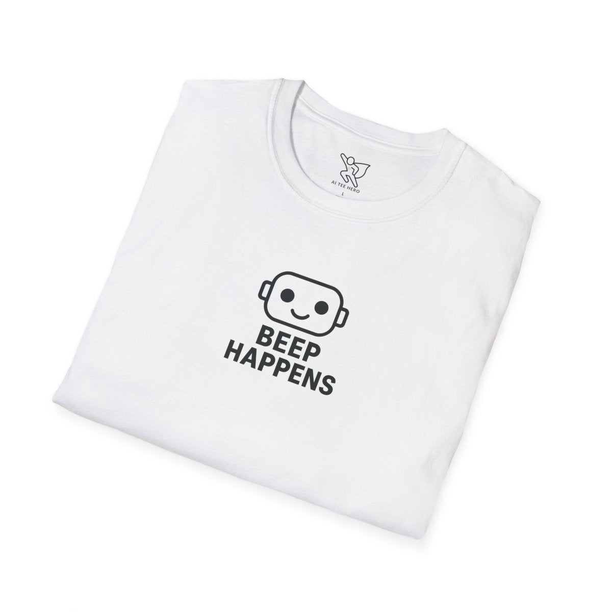 "Beep Happens" CW3 - Black Unisex Softstyle T-Shirt, Comfy Casual Tee, Everyday Wear, Gift for Him/Her, Birthday Shirt, Relaxed Fit Top - AI Tee Hero