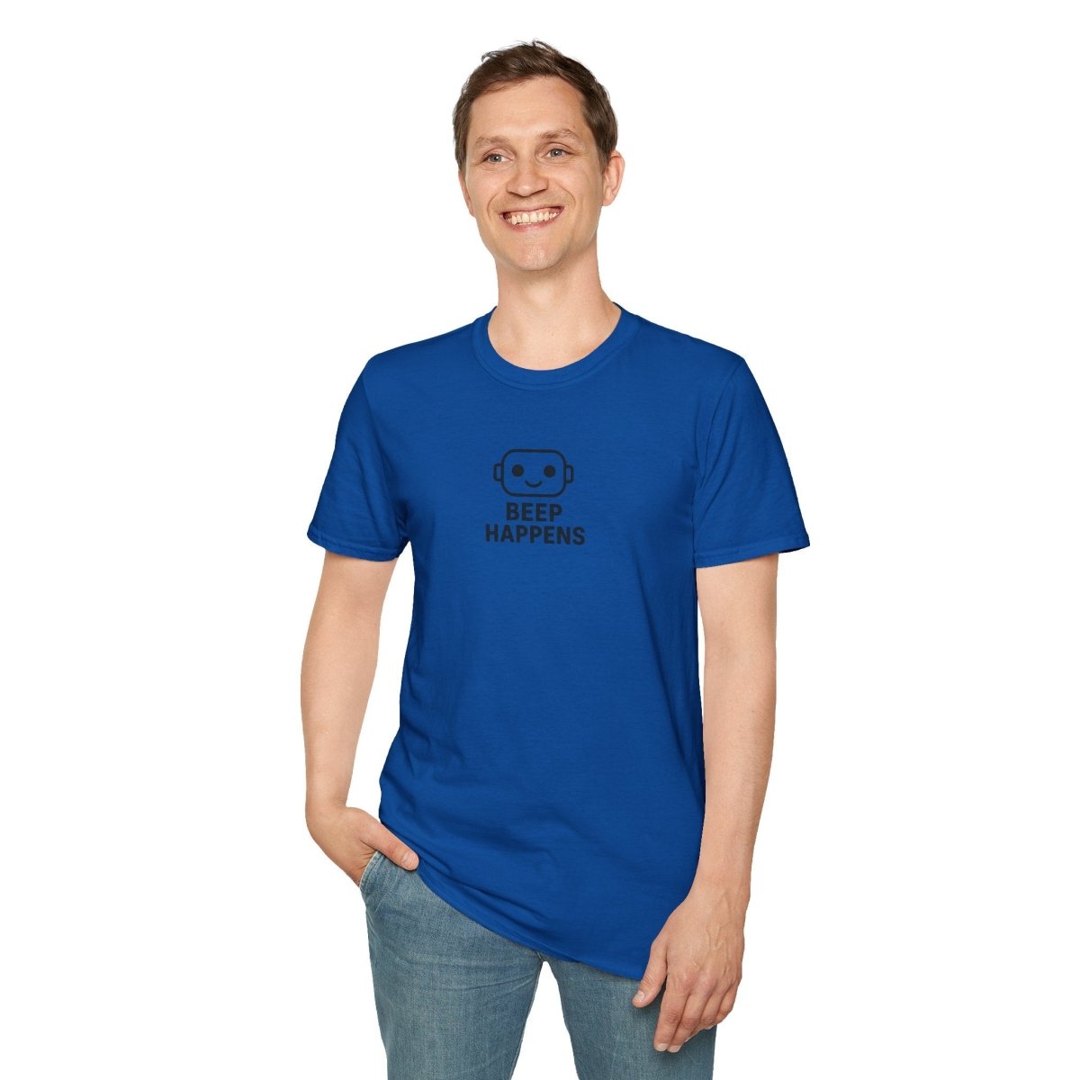 "Beep Happens" CW3 - Black Unisex Softstyle T-Shirt, Comfy Casual Tee, Everyday Wear, Gift for Him/Her, Birthday Shirt, Relaxed Fit Top - AI Tee Hero