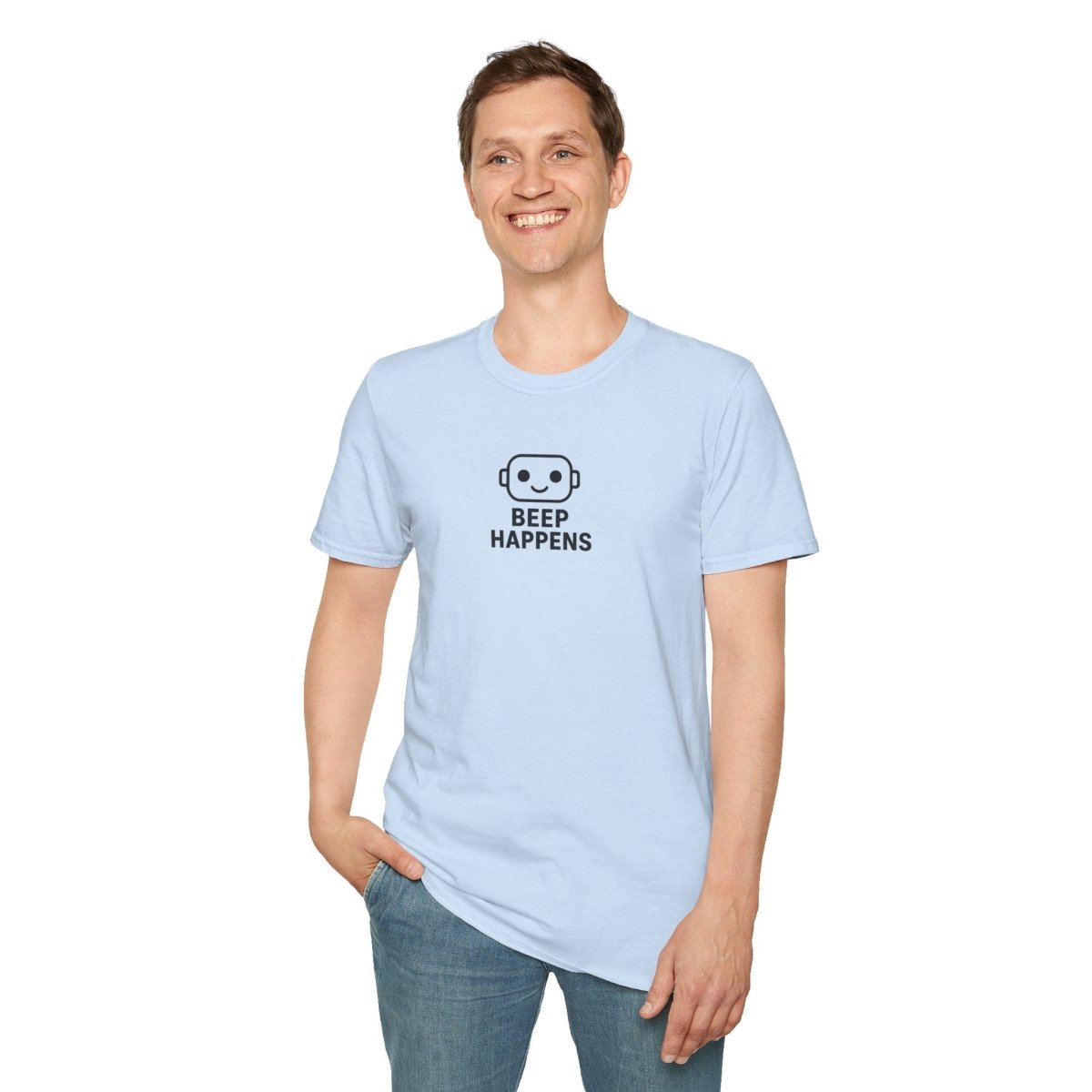 "Beep Happens" CW3 - Black Unisex Softstyle T-Shirt, Comfy Casual Tee, Everyday Wear, Gift for Him/Her, Birthday Shirt, Relaxed Fit Top - AI Tee Hero
