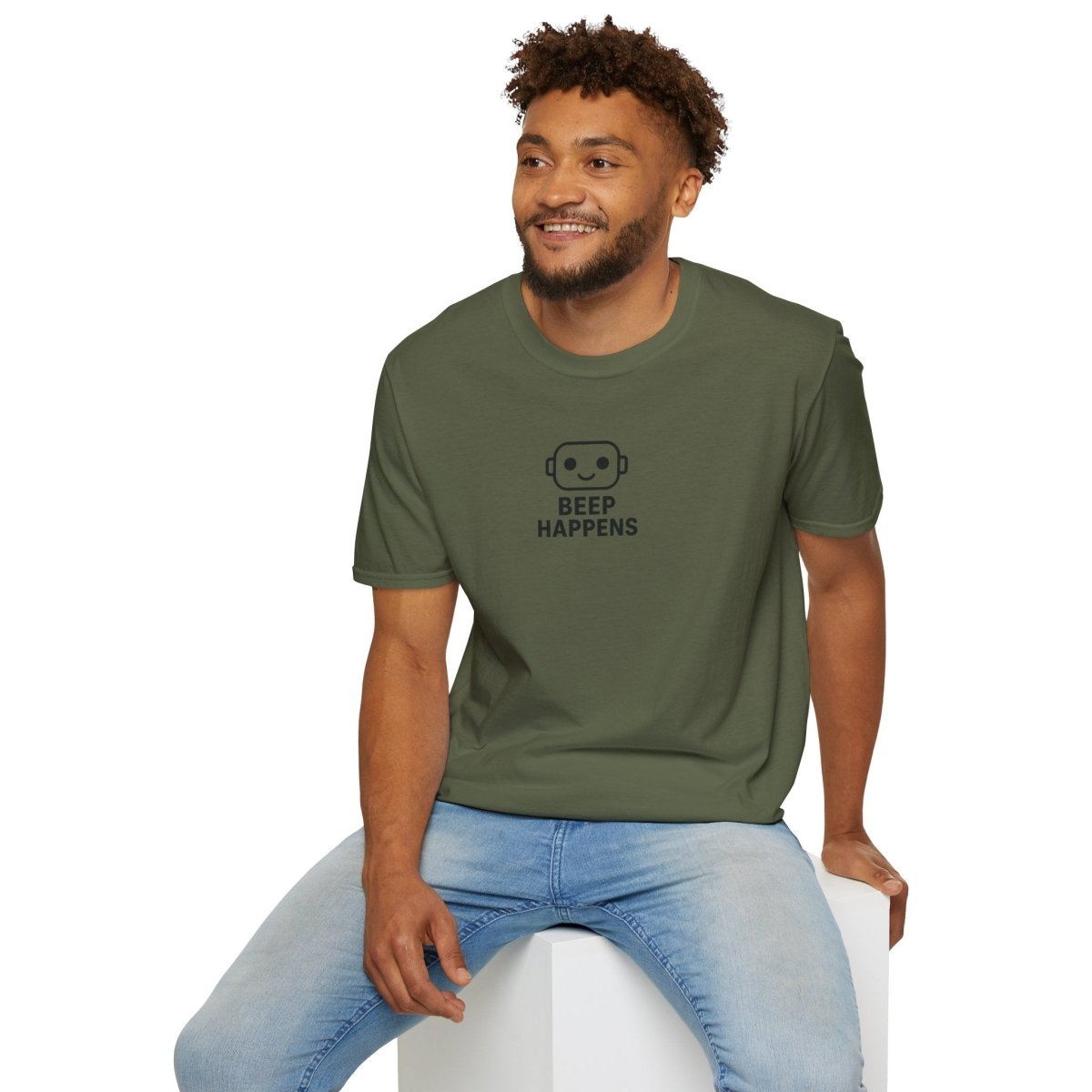"Beep Happens" CW3 - Black Unisex Softstyle T-Shirt, Comfy Casual Tee, Everyday Wear, Gift for Him/Her, Birthday Shirt, Relaxed Fit Top - AI Tee Hero