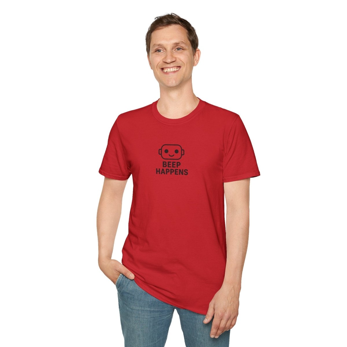 "Beep Happens" CW3 - Black Unisex Softstyle T-Shirt, Comfy Casual Tee, Everyday Wear, Gift for Him/Her, Birthday Shirt, Relaxed Fit Top - AI Tee Hero