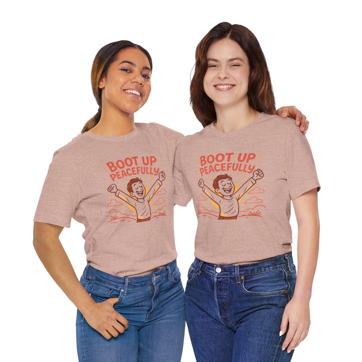"Boot Up Peacefully" Comfortably Cool Shirt for Tech Lovers, Gift for Gamers, Chill Vibe Style, Relaxed Fit Top - MINDSet Collection - AI Tee Hero