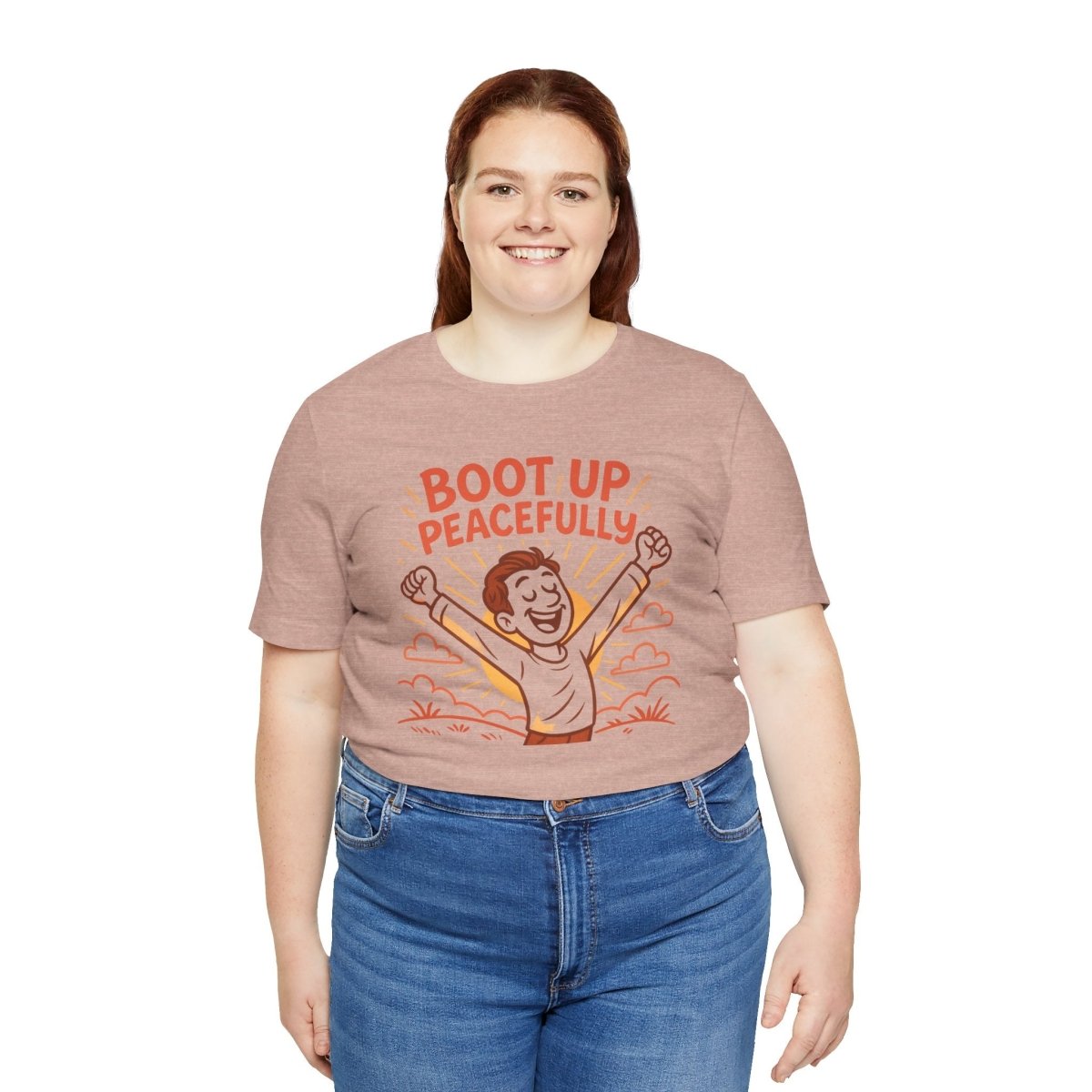 "Boot Up Peacefully" Comfortably Cool Shirt for Tech Lovers, Gift for Gamers, Chill Vibe Style, Relaxed Fit Top - MINDSet Collection - AI Tee Hero