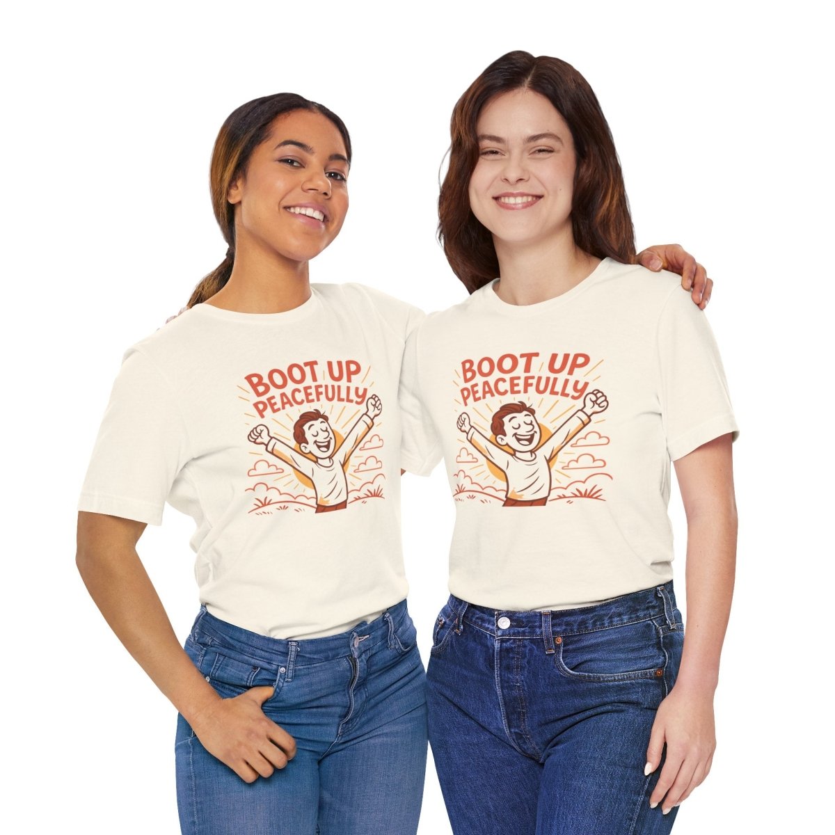"Boot Up Peacefully" Comfortably Cool Shirt for Tech Lovers, Gift for Gamers, Chill Vibe Style, Relaxed Fit Top - MINDSet Collection - AI Tee Hero