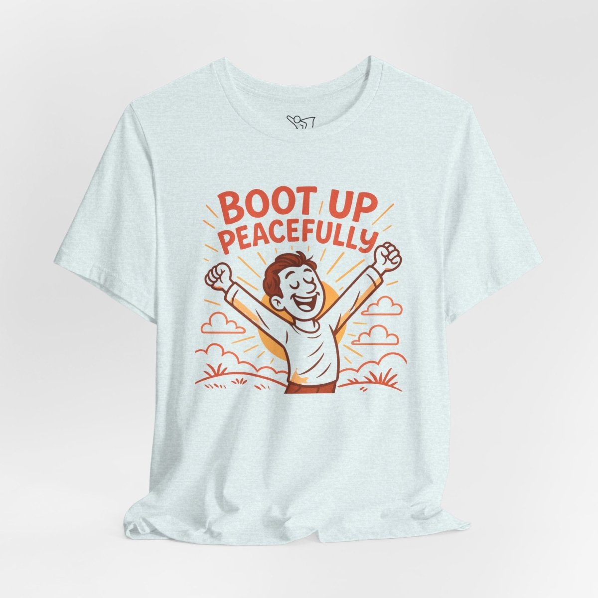 "Boot Up Peacefully" Comfortably Cool Shirt for Tech Lovers, Gift for Gamers, Chill Vibe Style, Relaxed Fit Top - MINDSet Collection - AI Tee Hero