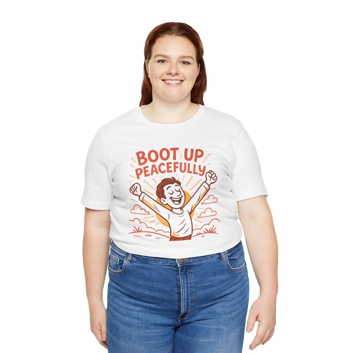 "Boot Up Peacefully" Comfortably Cool Shirt for Tech Lovers, Gift for Gamers, Chill Vibe Style, Relaxed Fit Top - MINDSet Collection - AI Tee Hero