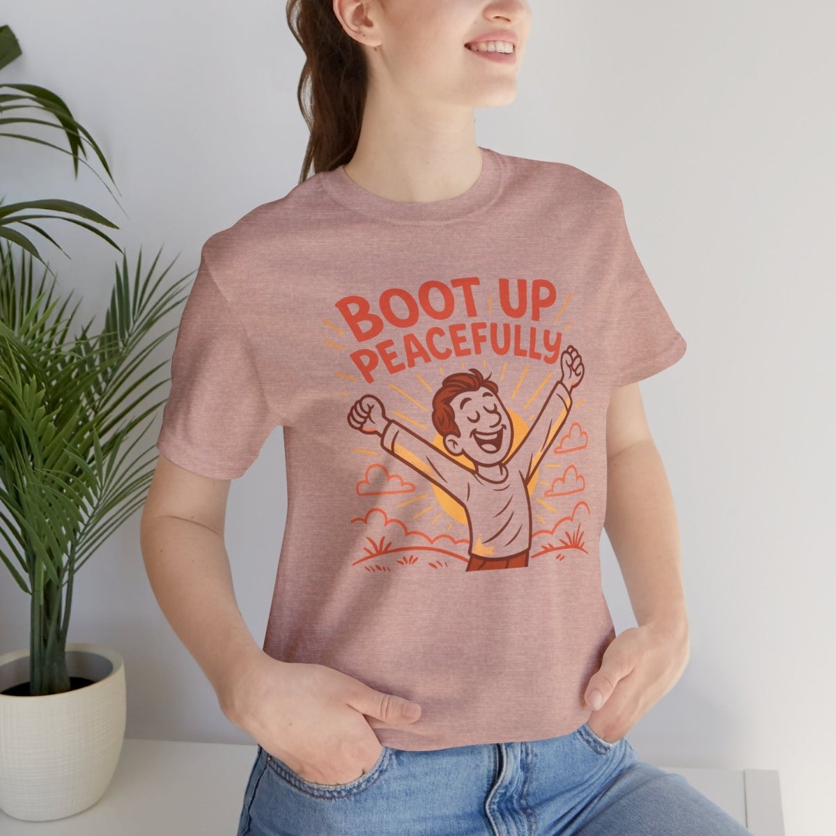 "Boot Up Peacefully" Comfortably Cool Shirt for Tech Lovers, Gift for Gamers, Chill Vibe Style, Relaxed Fit Top - MINDSet Collection - AI Tee Hero
